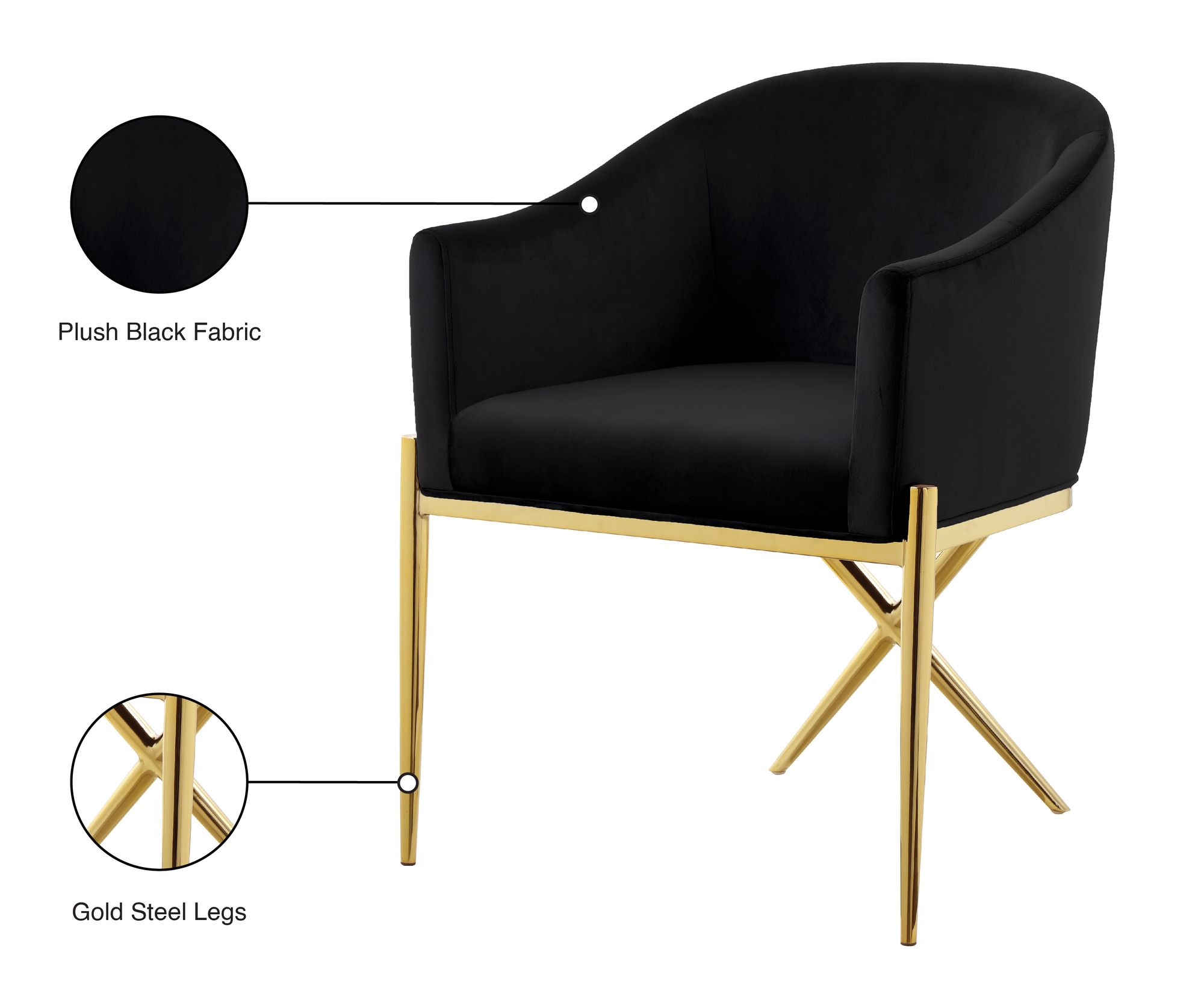 Xavier Velvet Dining Chair with Gold Steel Legs