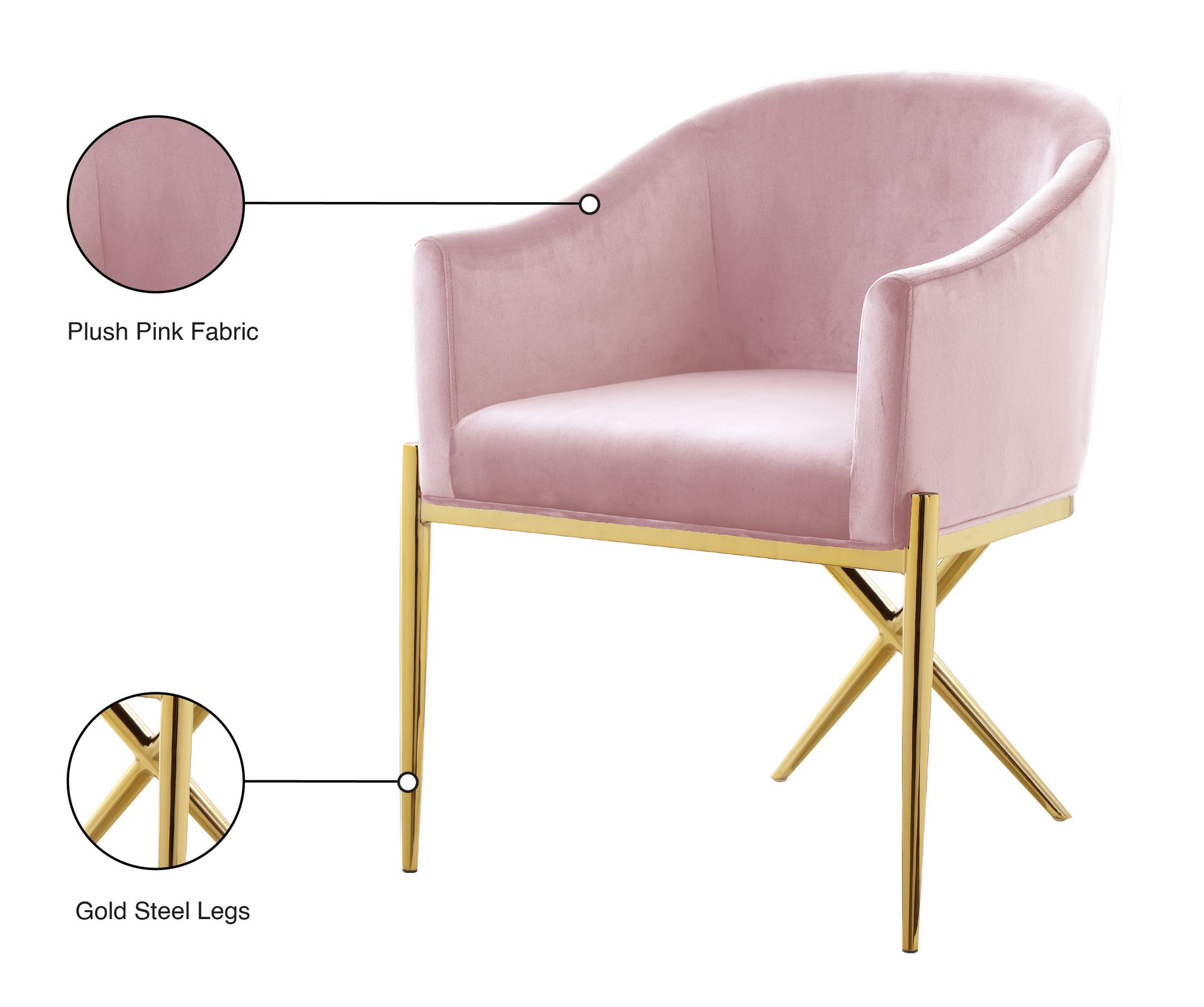 Xavier Velvet Dining Chair with Gold Steel Legs