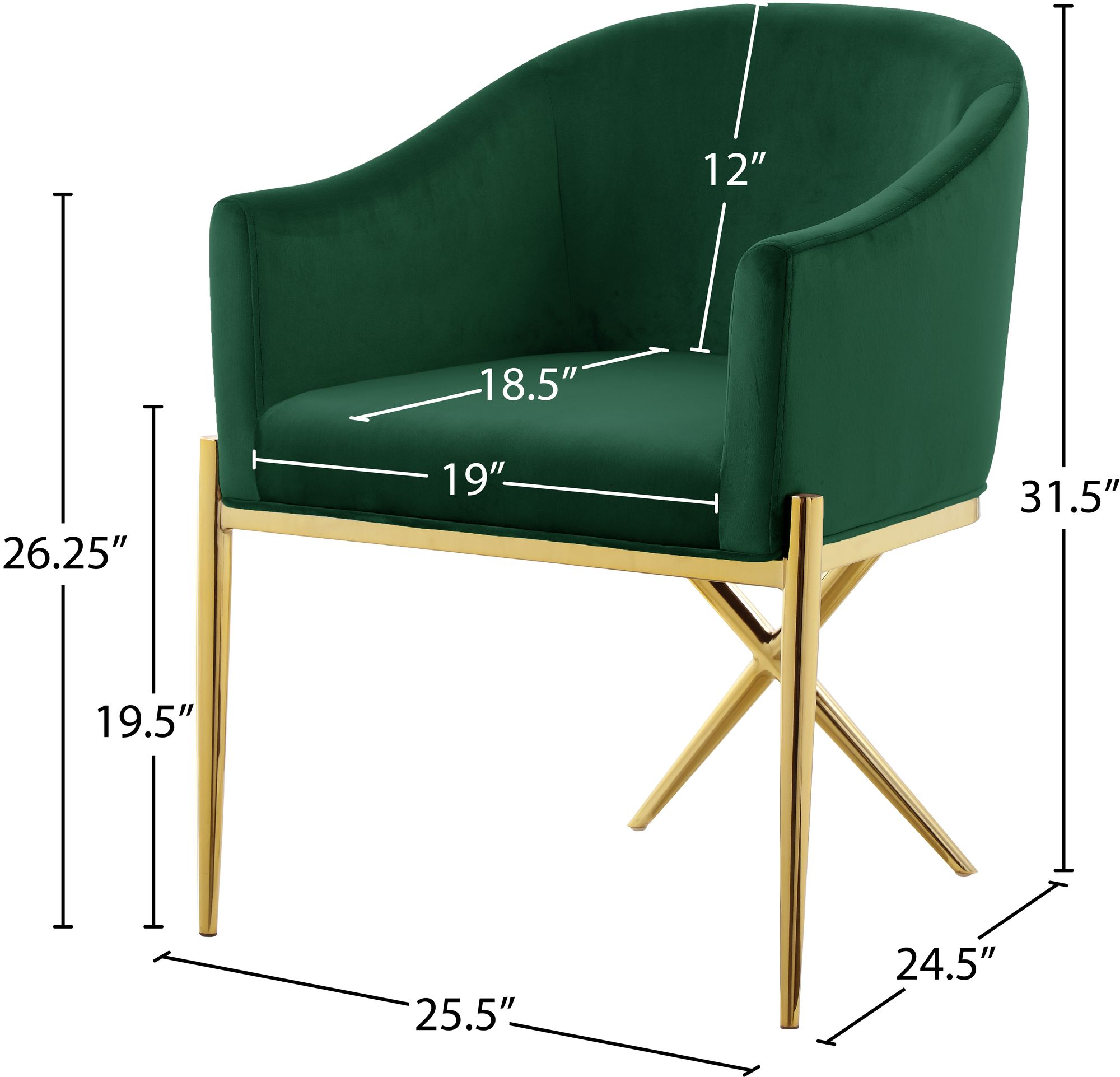 Xavier Velvet Dining Chair with Gold Steel Legs