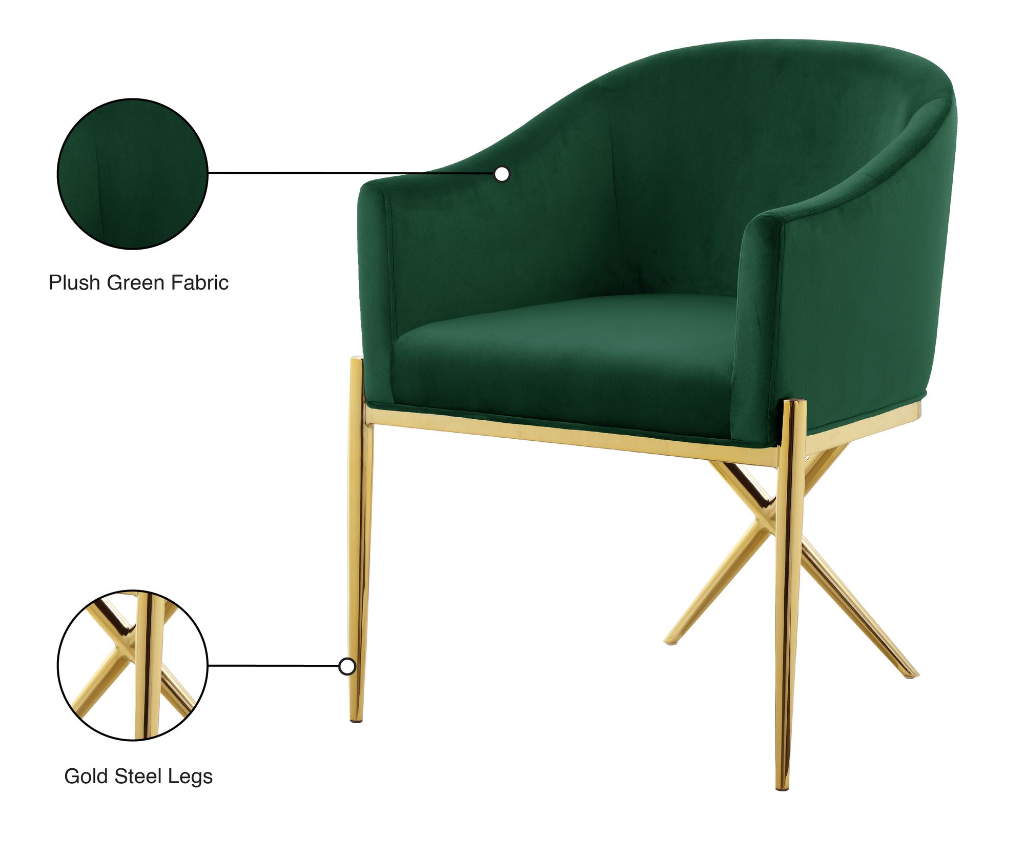 Xavier Velvet Dining Chair with Gold Steel Legs