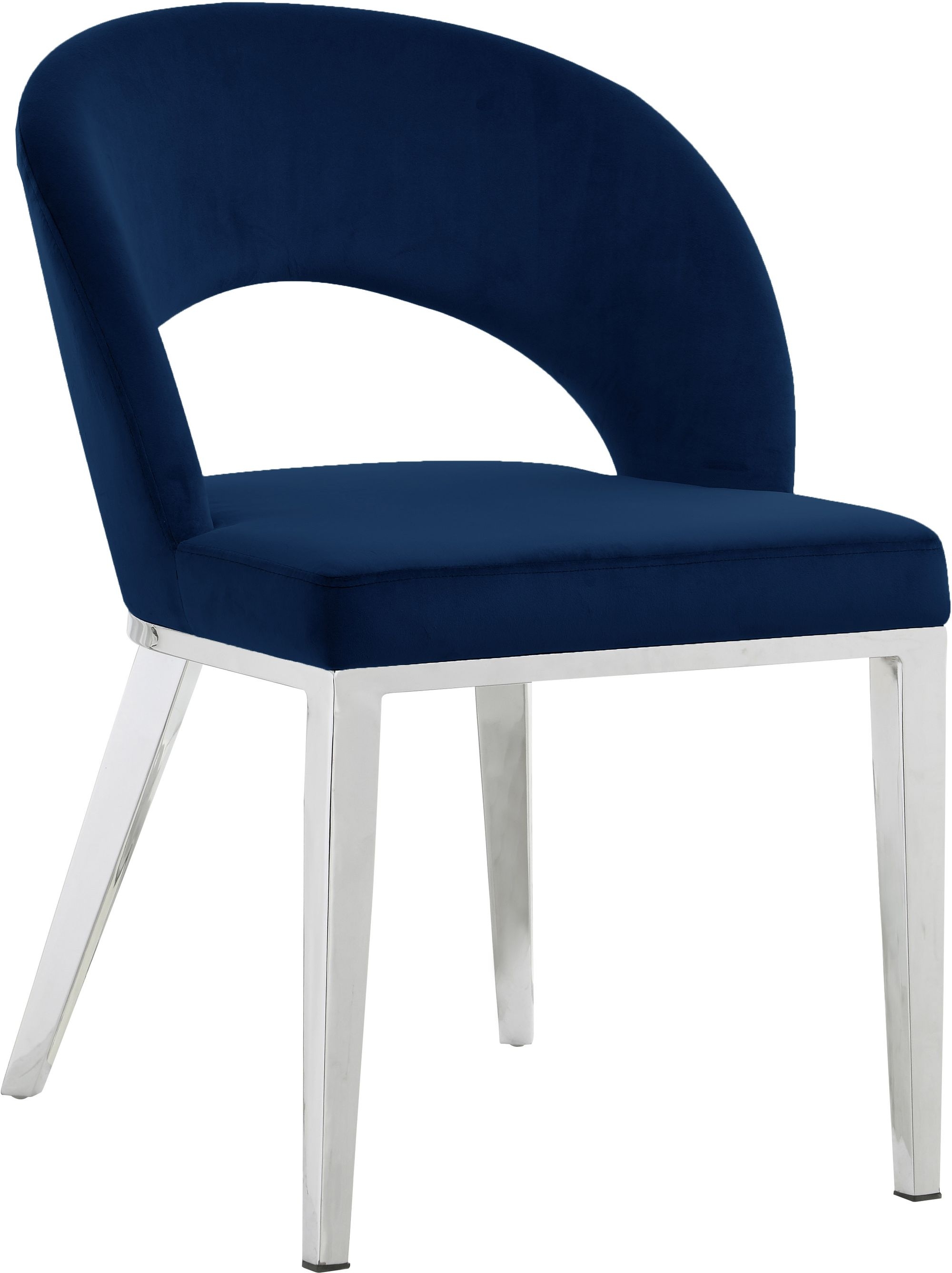 Roberto Velvet Dining Chair with Chrome Iron Legs