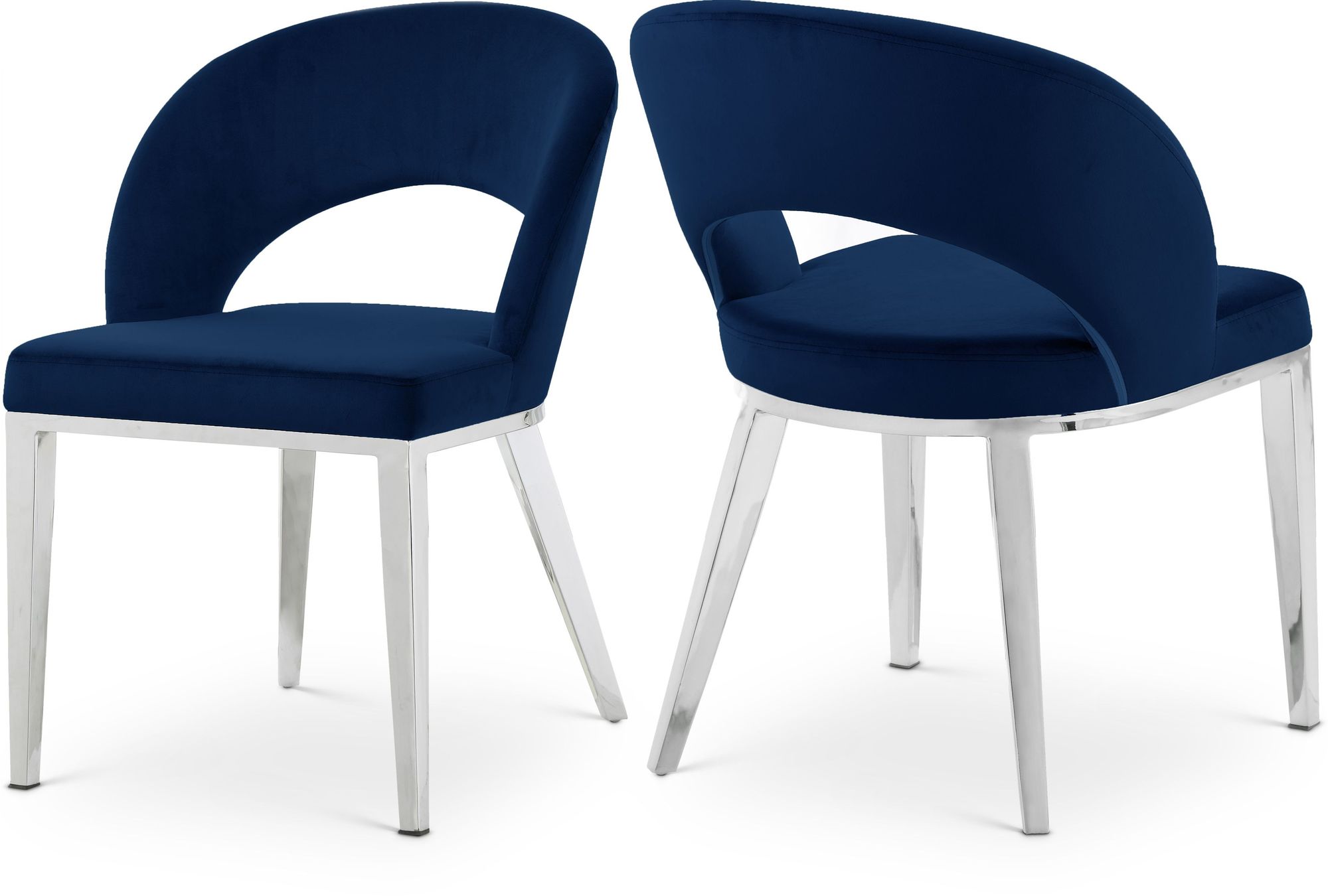 Roberto Velvet Dining Chair with Chrome Iron Legs