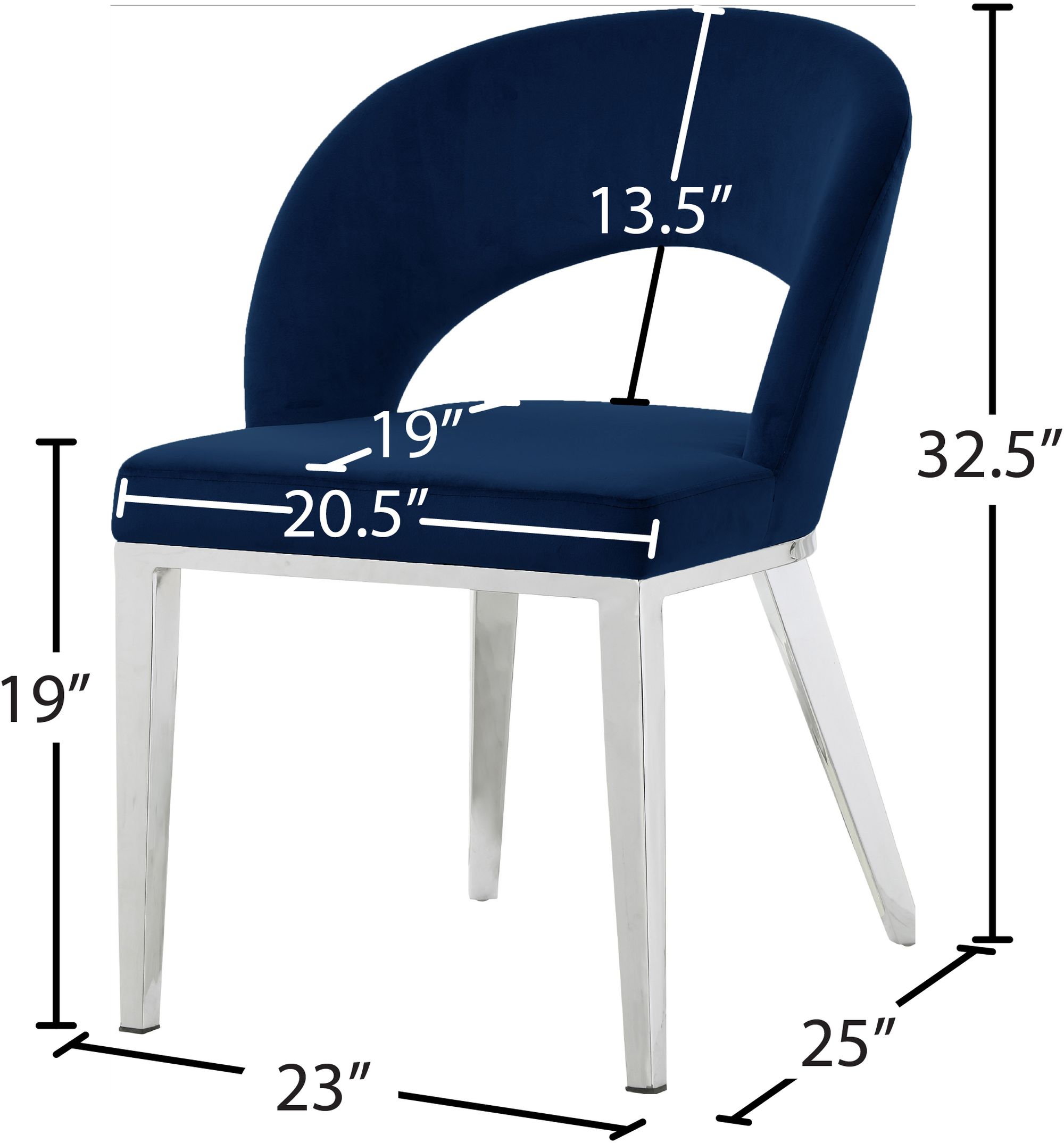 Roberto Velvet Dining Chair with Chrome Iron Legs