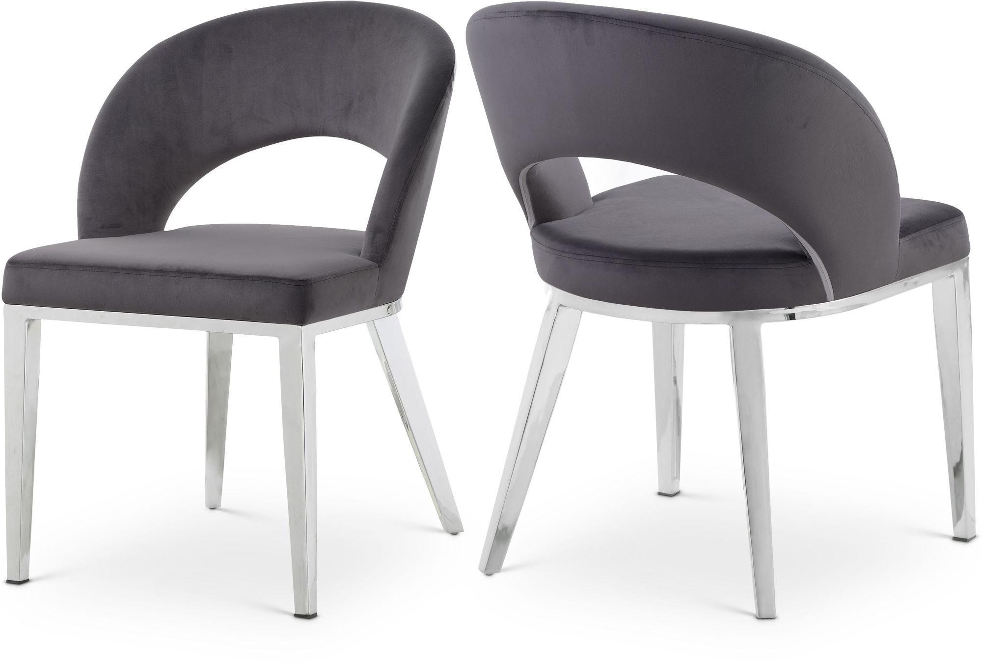 Roberto Velvet Dining Chair with Chrome Iron Legs