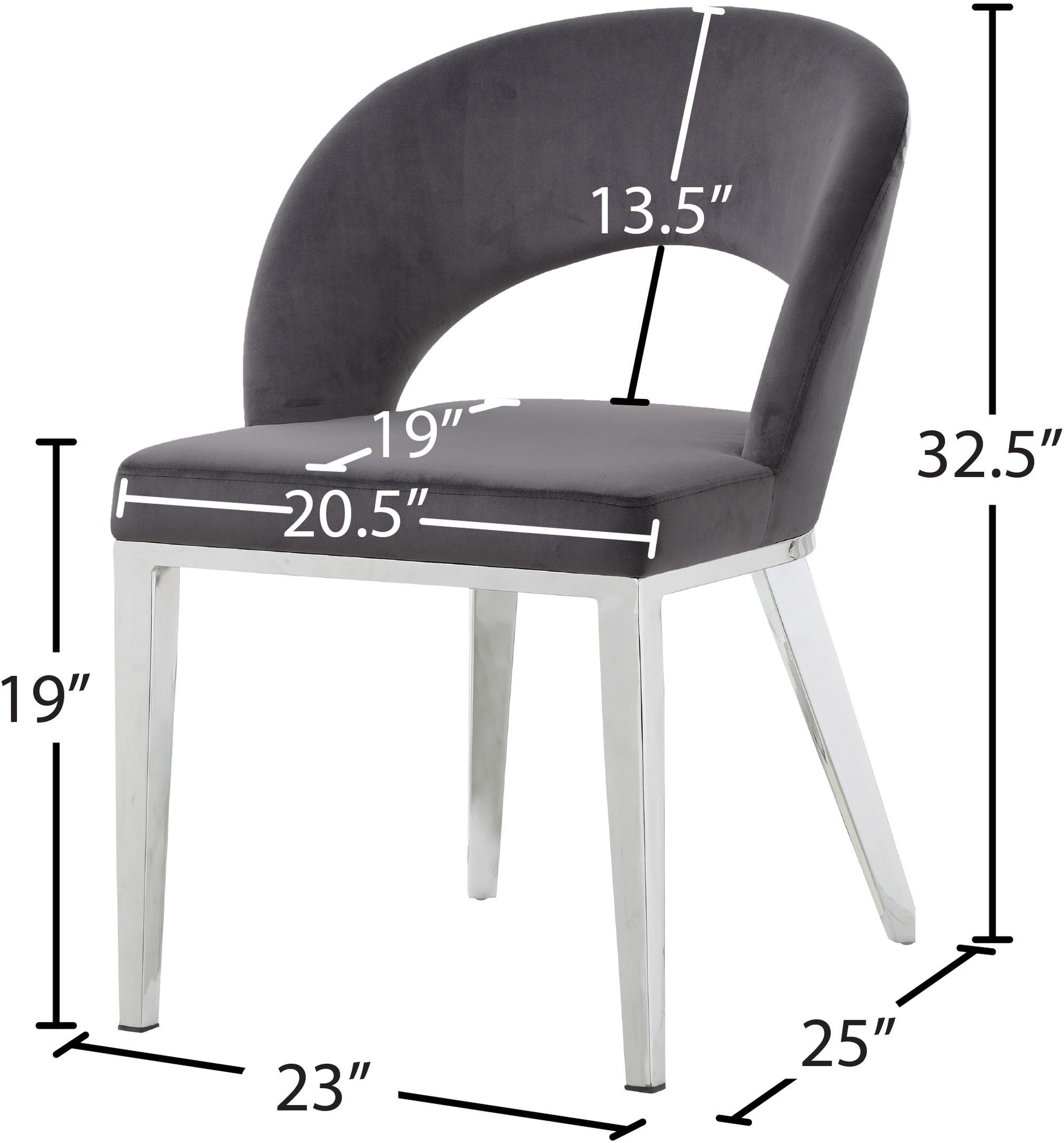 Roberto Velvet Dining Chair with Chrome Iron Legs