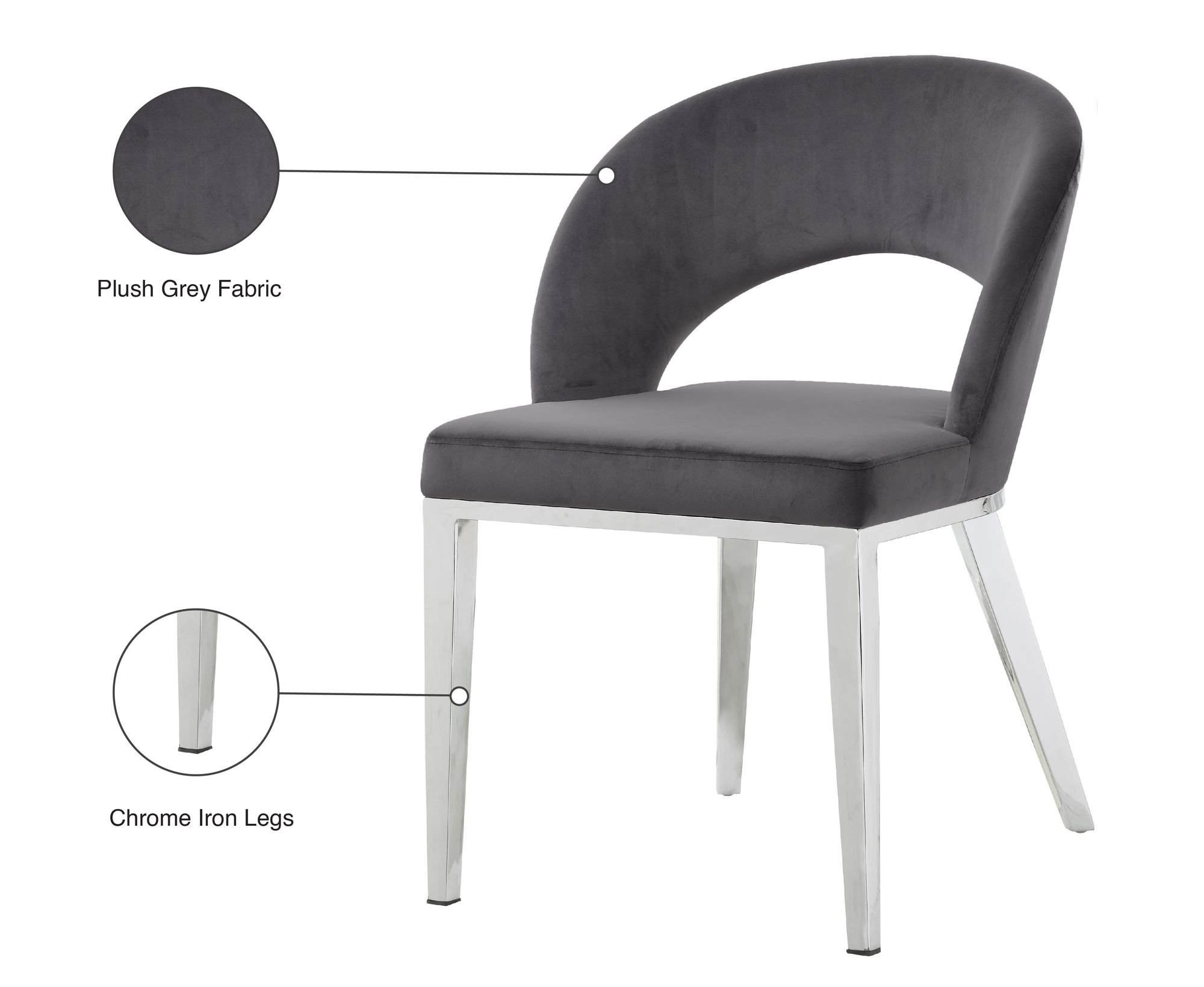 Roberto Velvet Dining Chair with Chrome Iron Legs