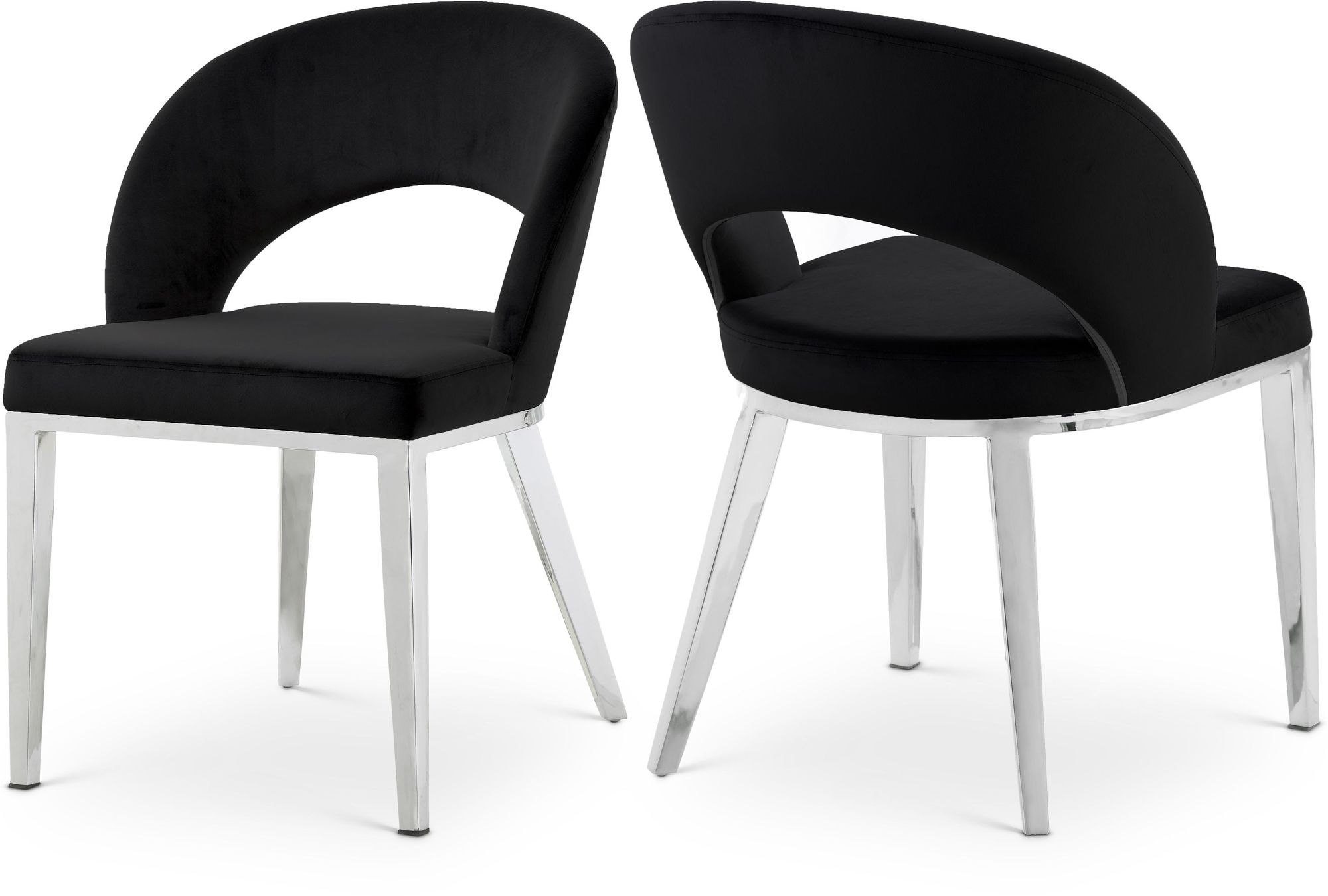 Roberto Velvet Dining Chair with Chrome Iron Legs