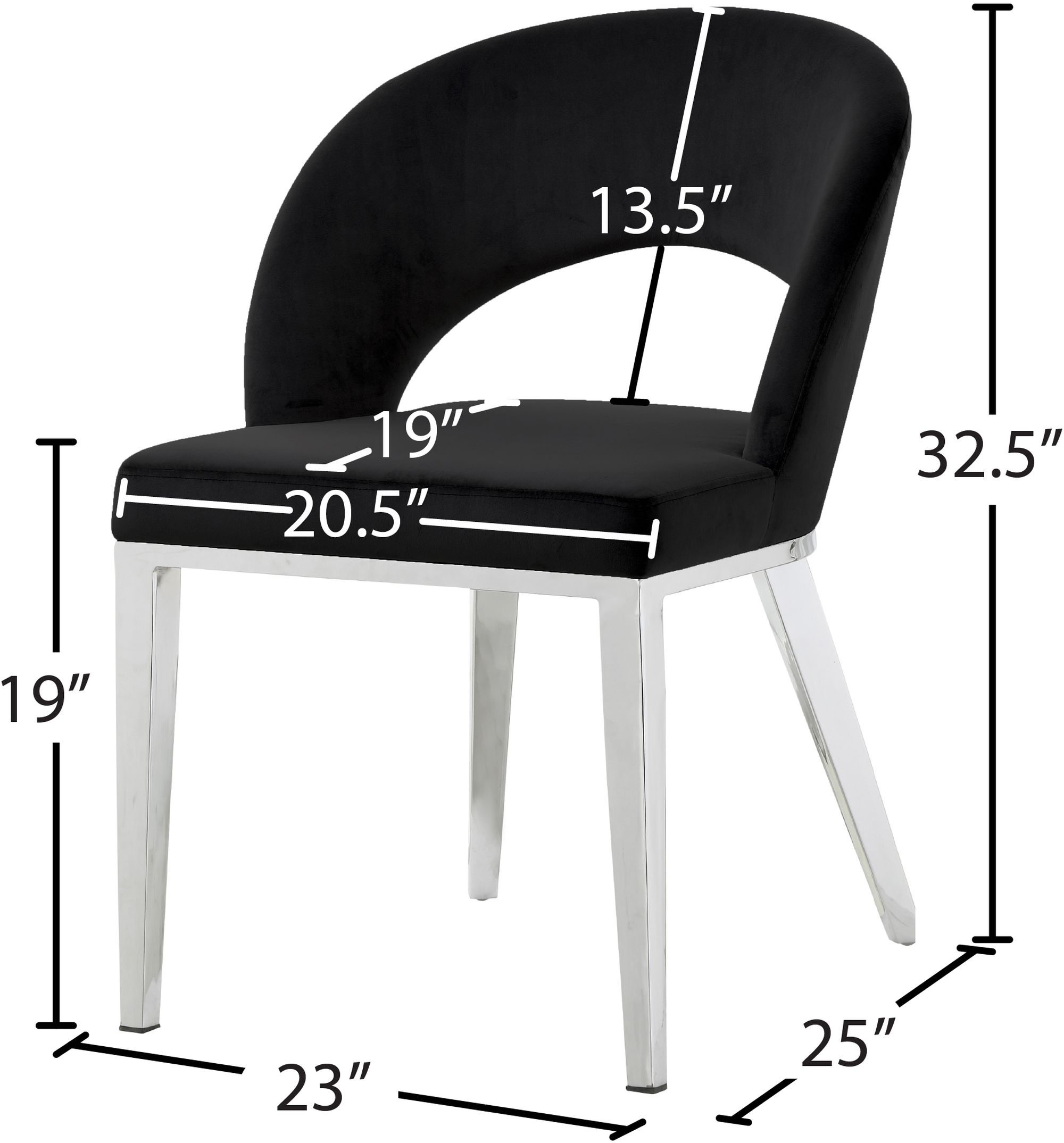 Roberto Velvet Dining Chair with Chrome Iron Legs