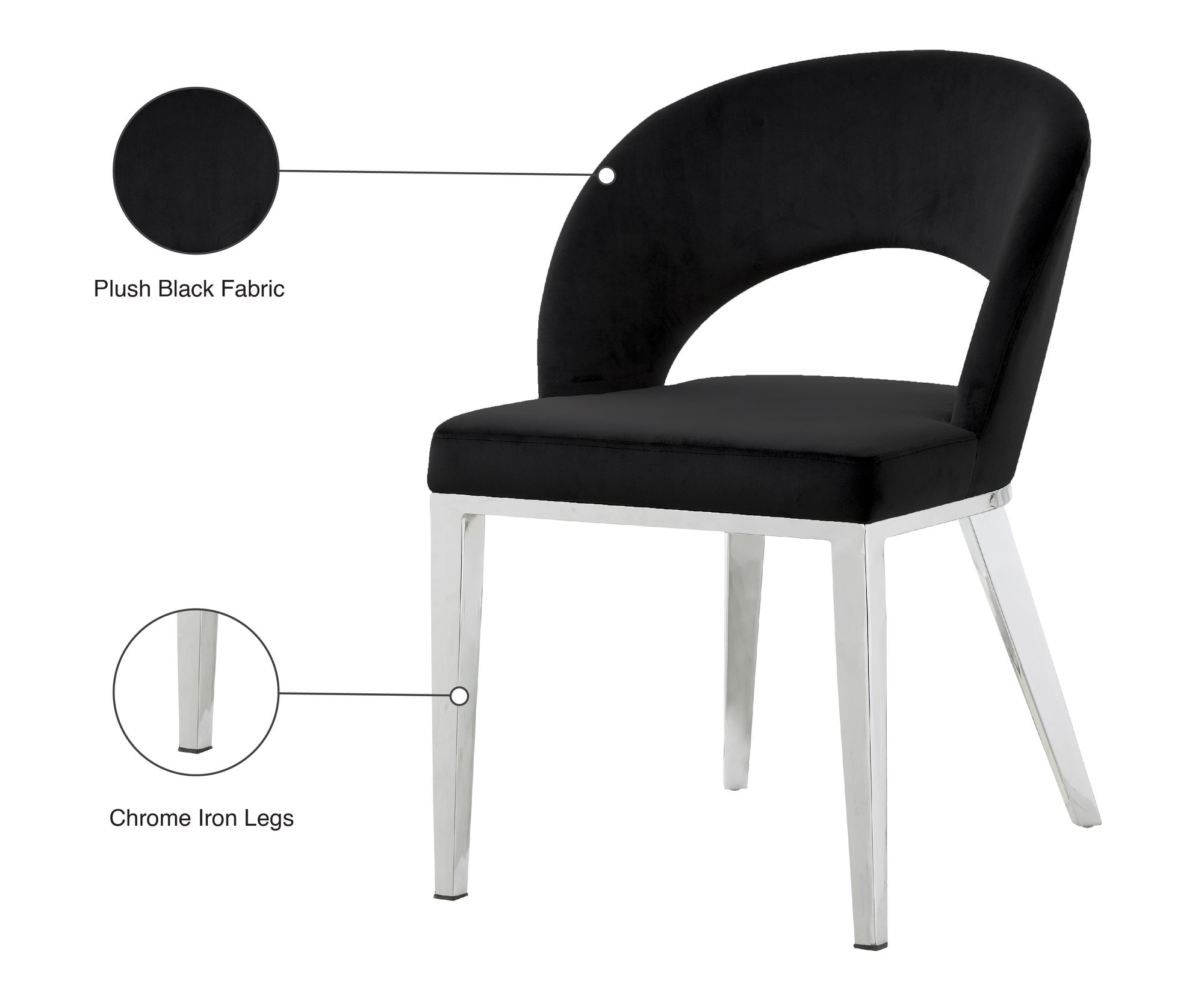 Roberto Velvet Dining Chair with Chrome Iron Legs