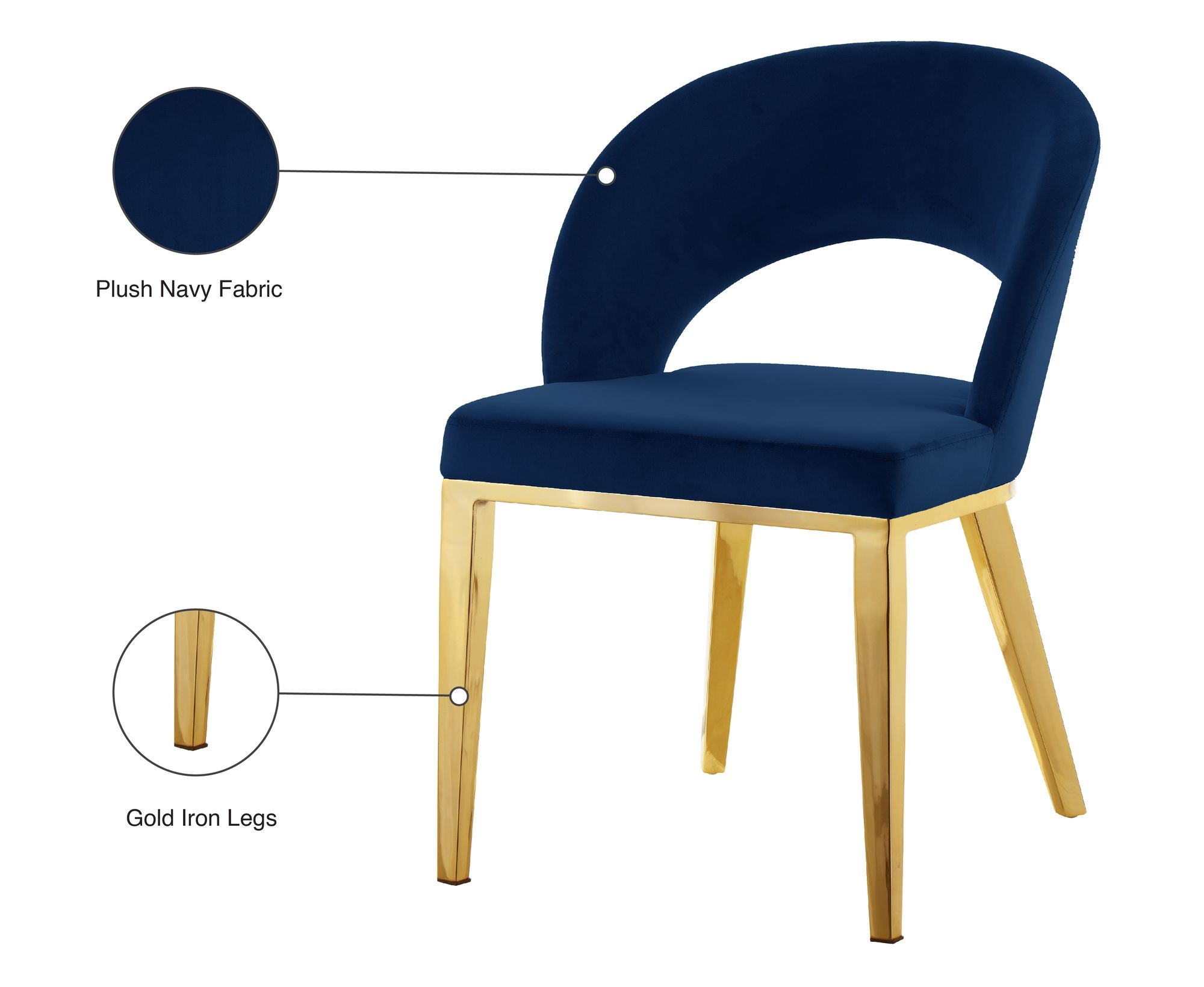 Roberto Velvet Dining Chair with Chrome Iron Legs