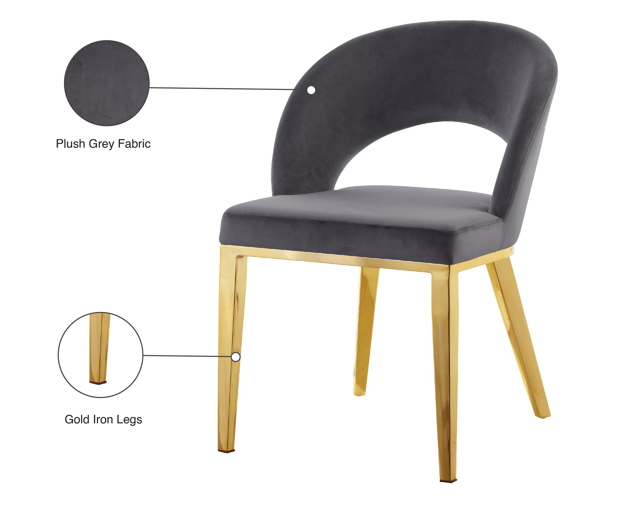 Roberto Velvet Dining Chair with Chrome Iron Legs