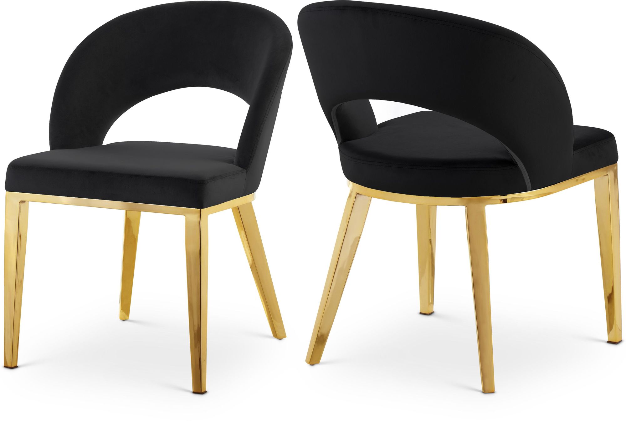 Roberto Velvet Dining Chair with Gold Iron Legs