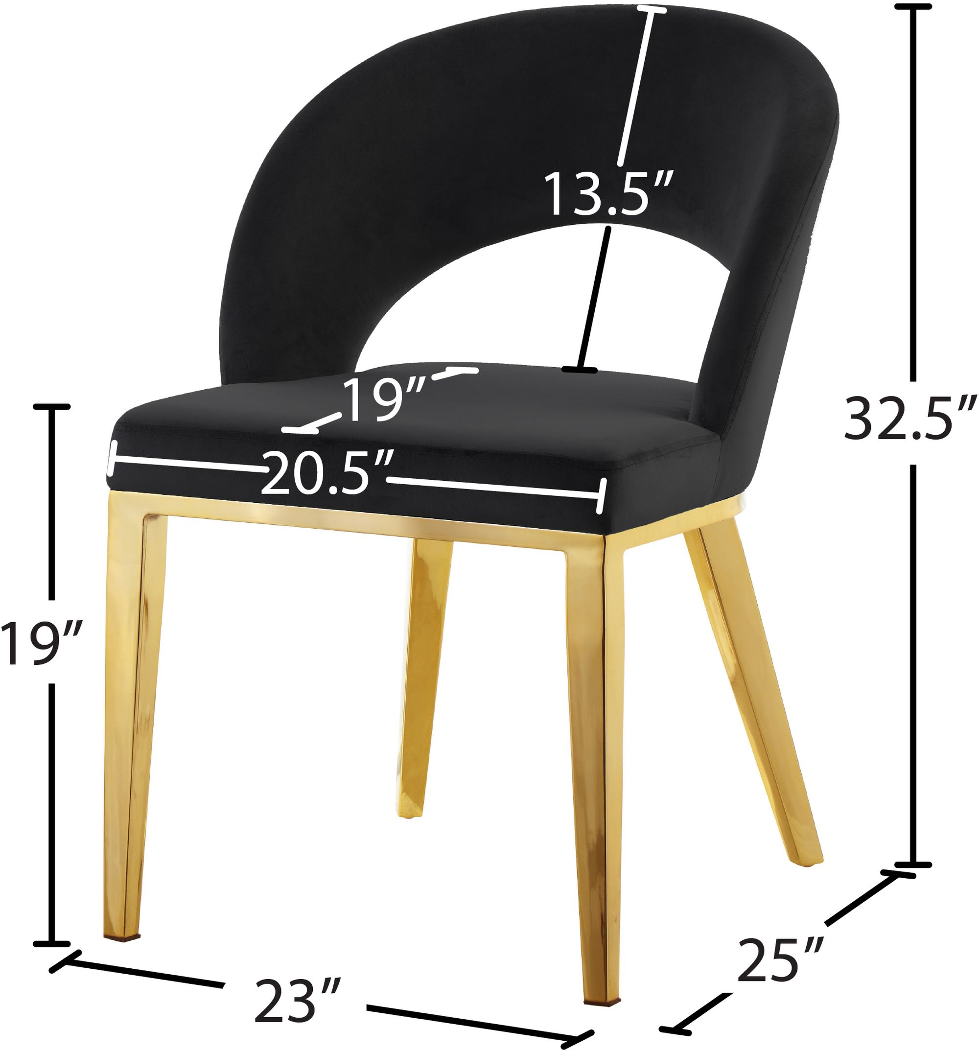 Roberto Velvet Dining Chair with Gold Iron Legs