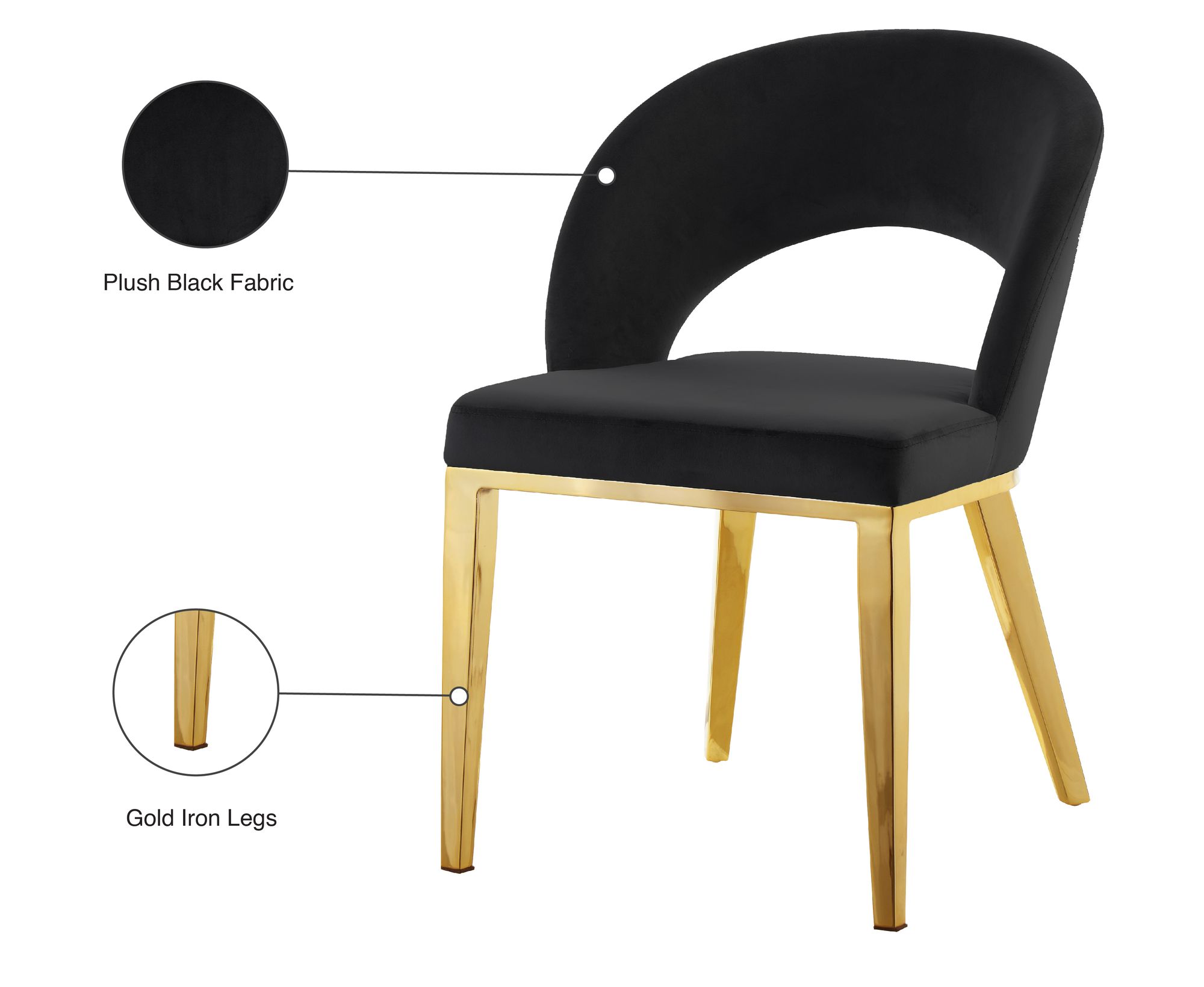 Roberto Velvet Dining Chair with Gold Iron Legs