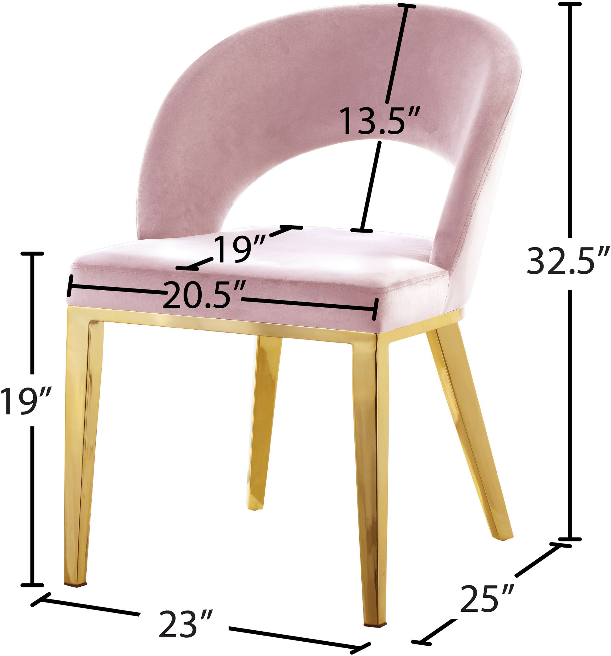 Roberto Velvet Dining Chair with Gold Iron Legs