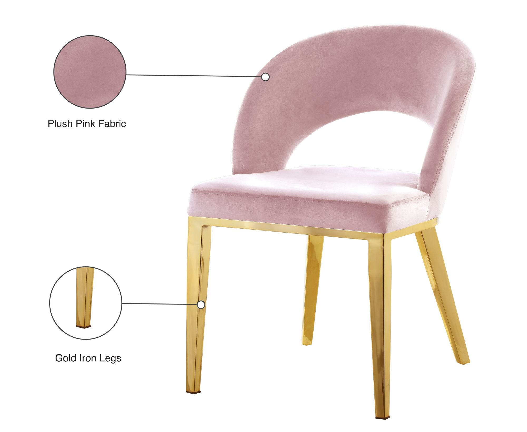 Roberto Velvet Dining Chair with Chrome Iron Legs