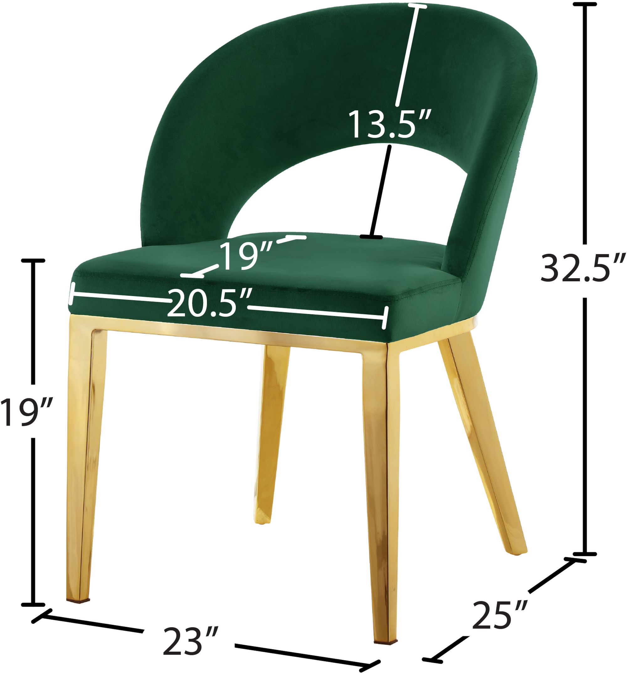 Roberto Velvet Dining Chair with Gold Iron Legs