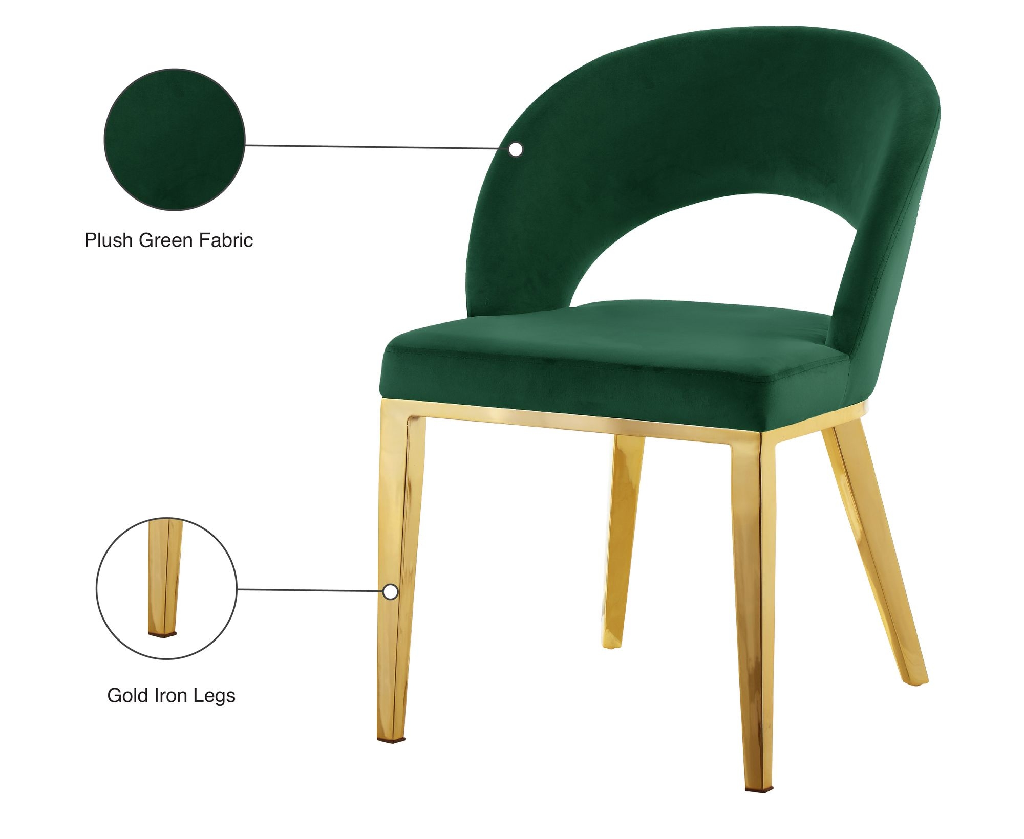 Roberto Velvet Dining Chair with Chrome Iron Legs