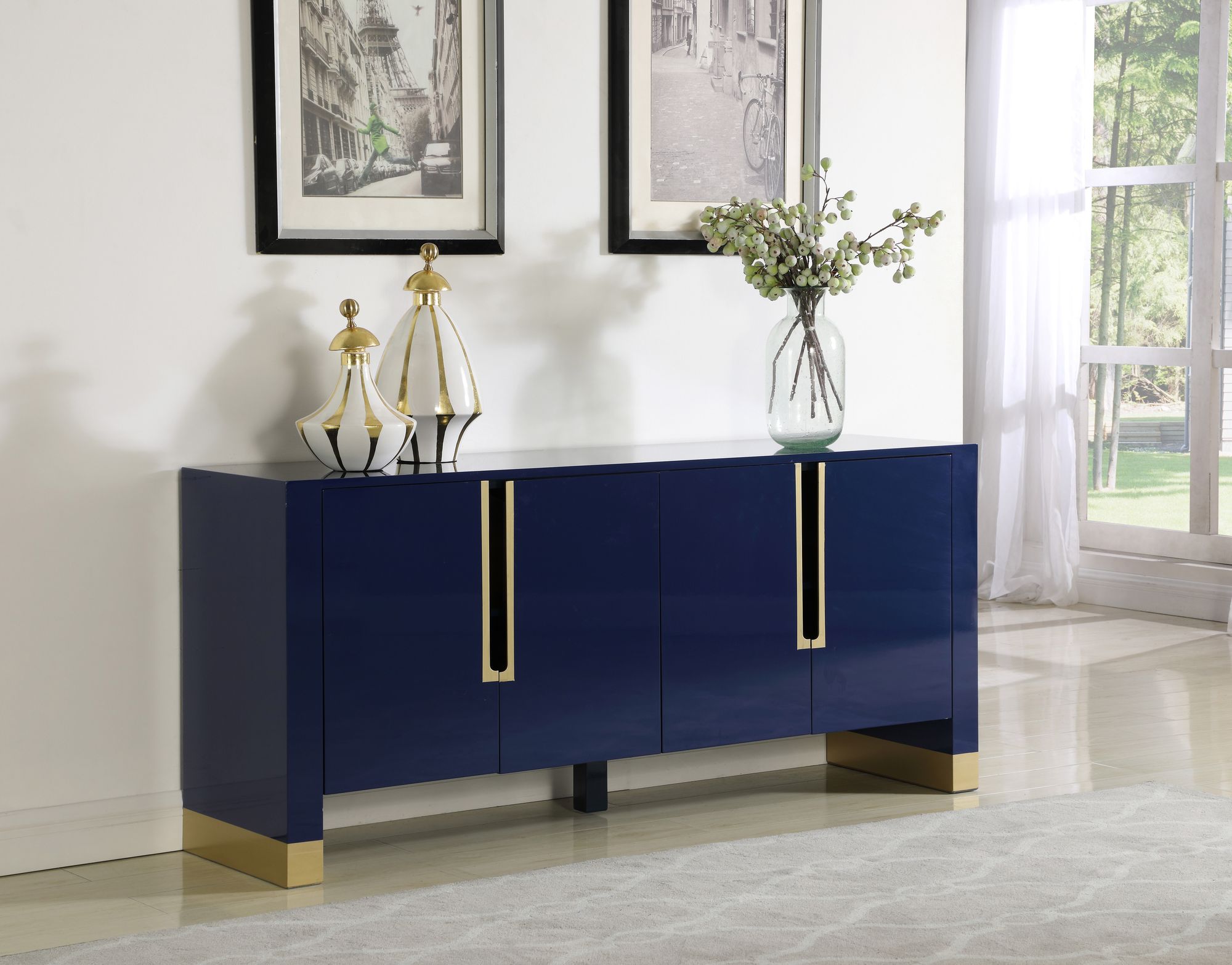 Florence 4-Door Sideboard with Gold Finished Base