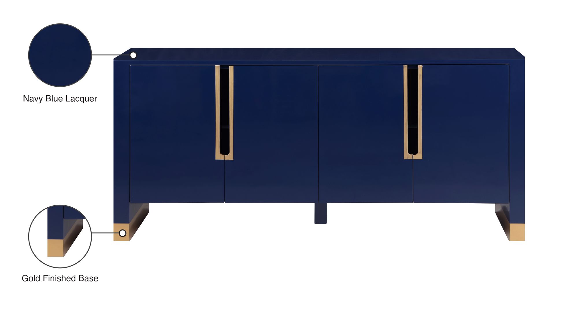 Florence 4-Door Sideboard with Gold Finished Base