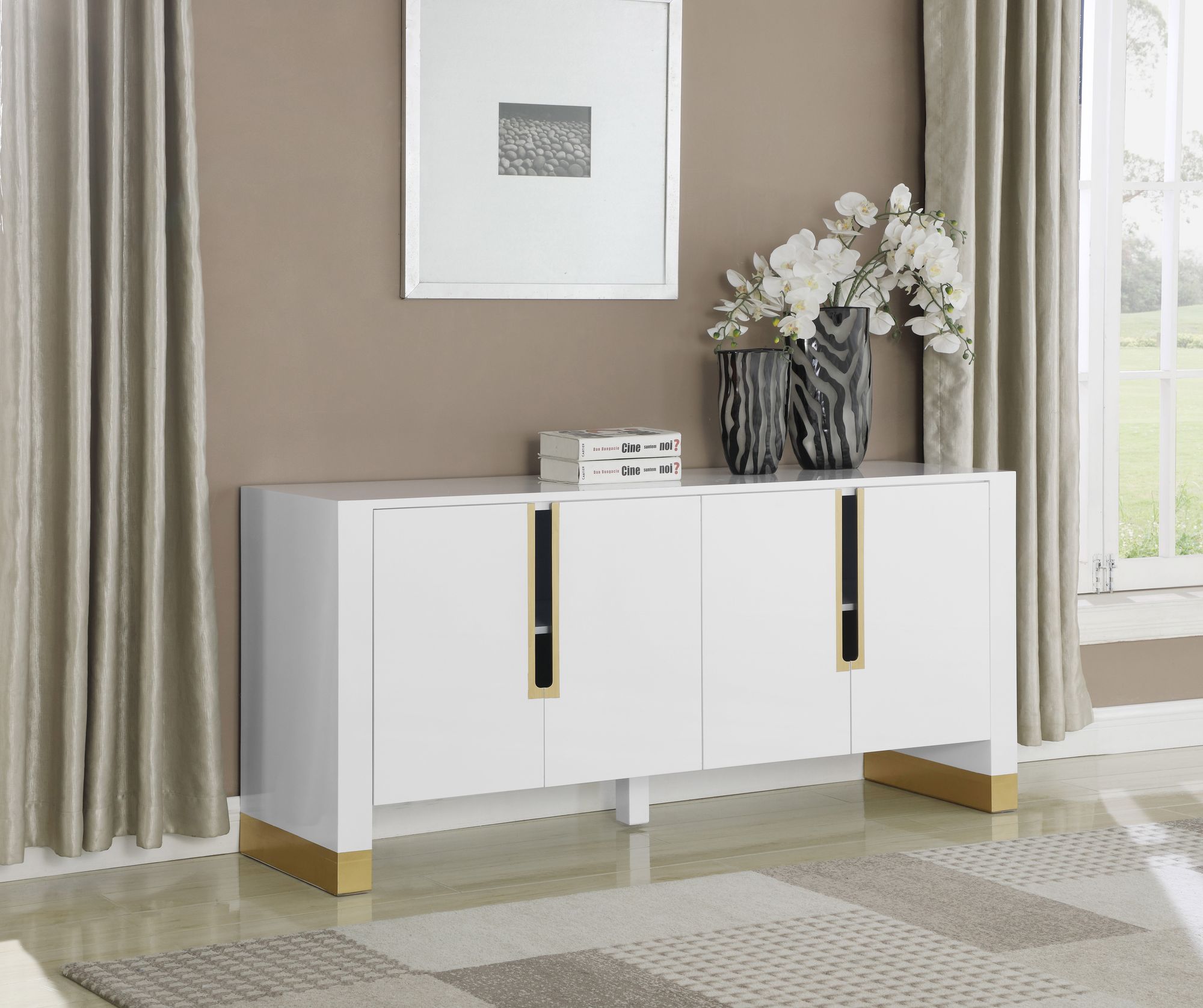 Florence 4-Door Sideboard with Gold Finished Base