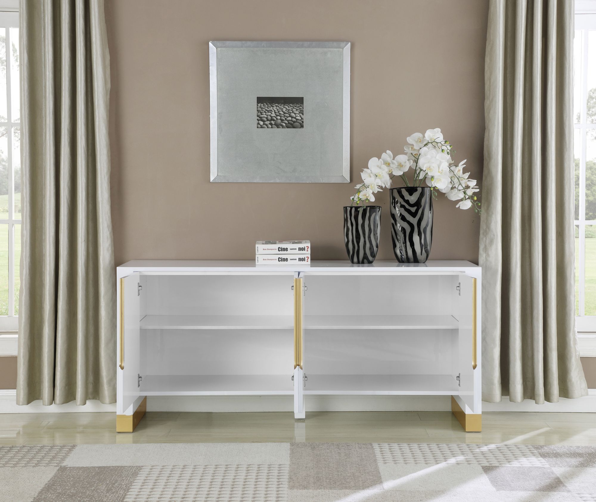 Florence 4-Door Sideboard with Gold Finished Base