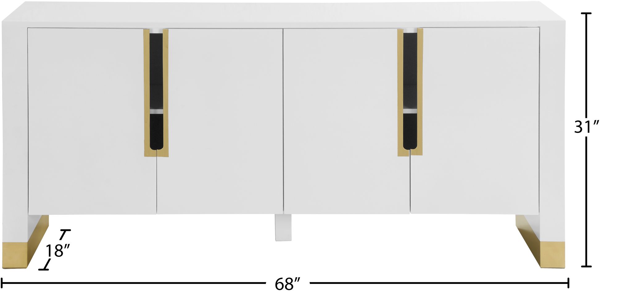 Florence 4-Door Sideboard with Gold Finished Base