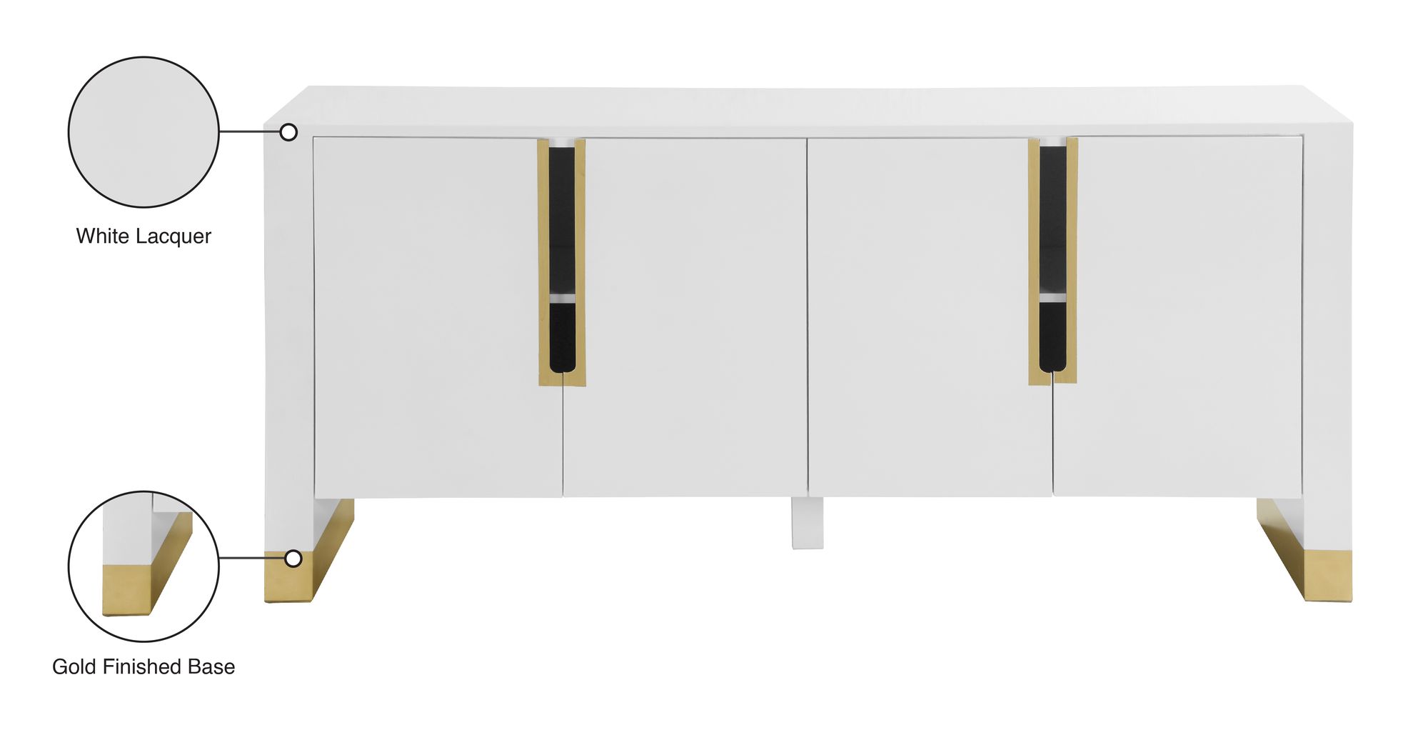 Florence 4-Door Sideboard with Gold Finished Base