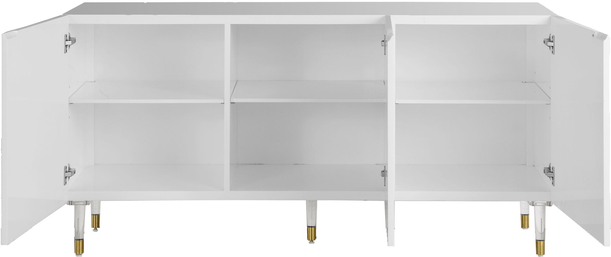Starburst 3-Door Sideboard with Acrylic Legs & Gold Tips