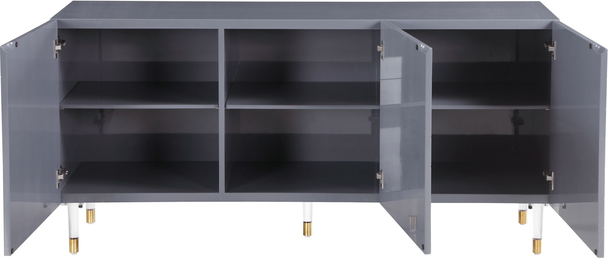 Starburst 3-Door Sideboard with Acrylic Legs & Gold Tips