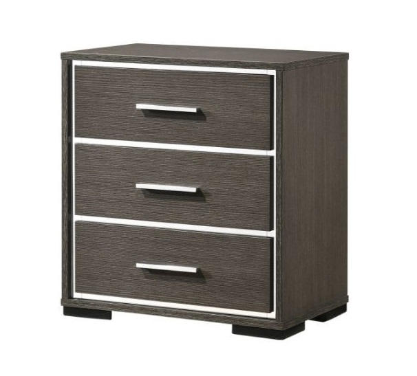 ACME Escher Nightstand w/ USB Port in Gray Oak 27653 EST SHIP TIME APPX 4 WEEKS