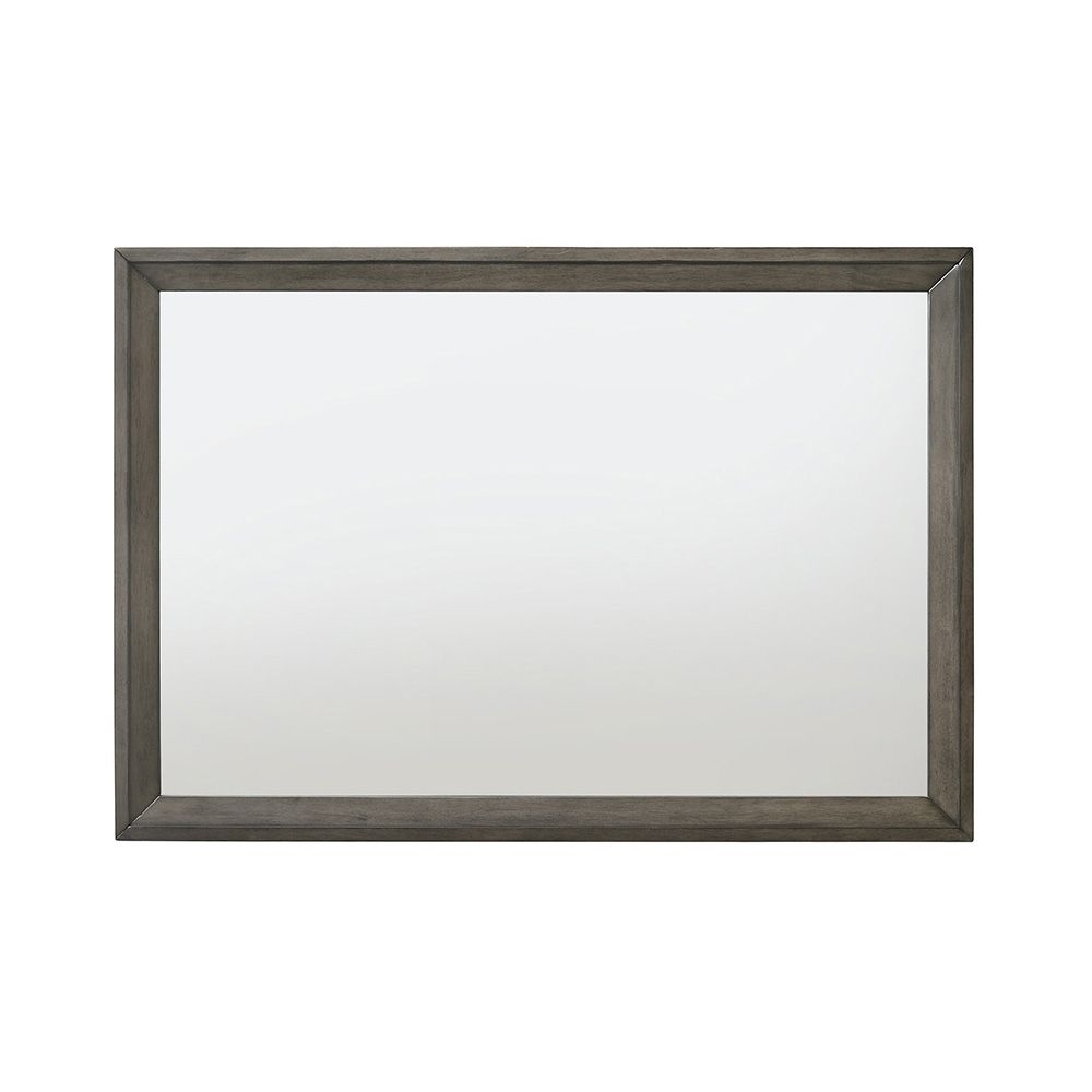 Allora 48" x 36" Mid Century Metal Frame Clear Beveled Mirror in Blue