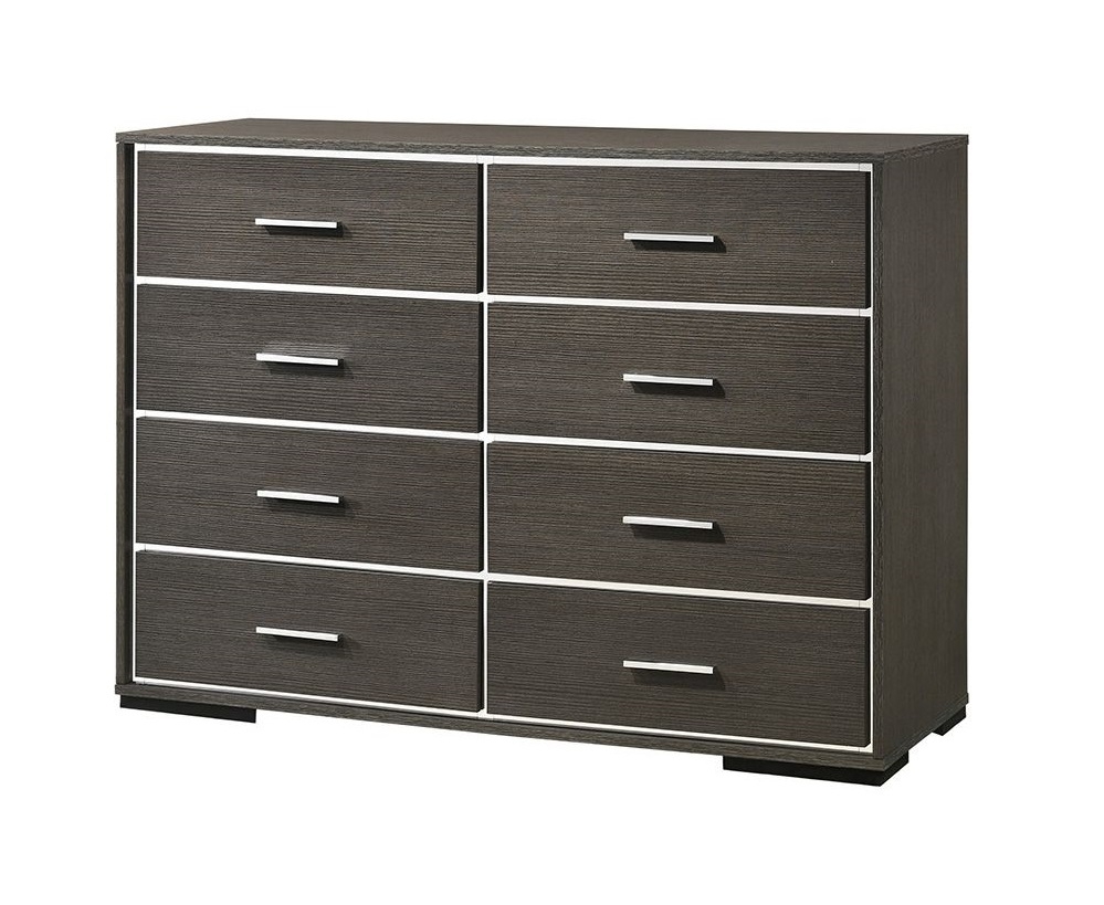 Bowery Hill Contemporary Nightstand with USB Dock in Gray Oak