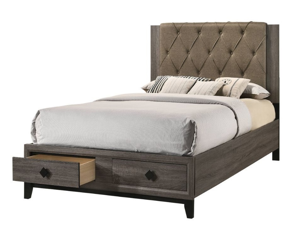 Avantika Fabric/Wood Storage Panel Bed