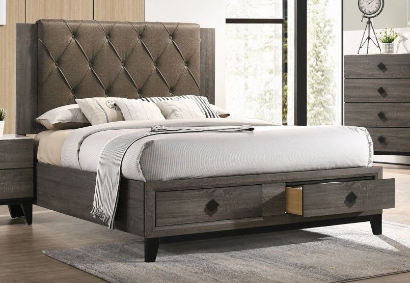 Avantika Fabric/Wood Storage Panel Bed