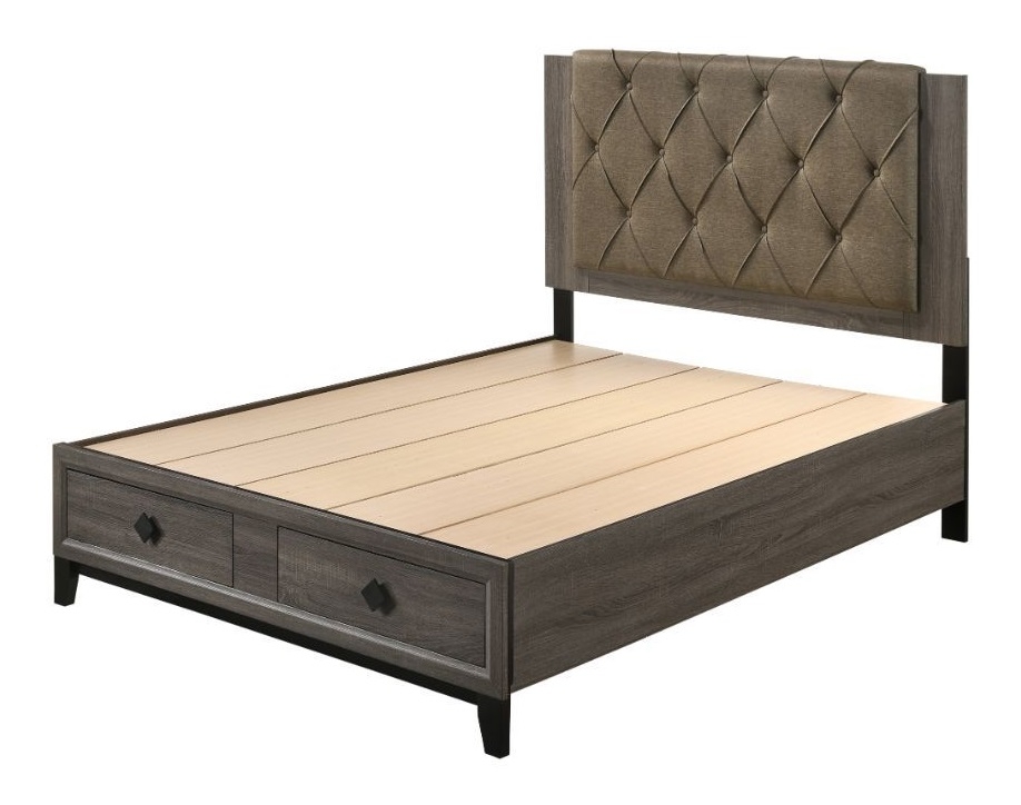 Avantika Fabric/Wood Storage Panel Bedroom Set