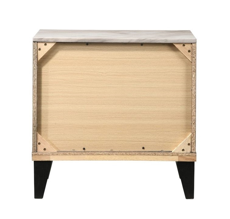 Avantika Faux Marble/Wood Nightstand w/2 Drawers