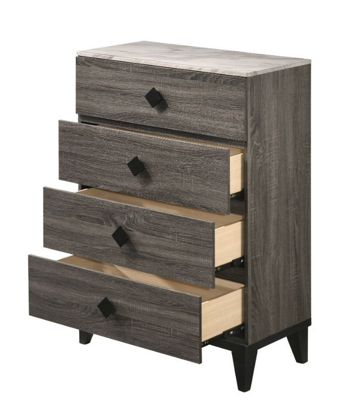 Avantika Faux Marble/Wood Chest w/4 Drawers
