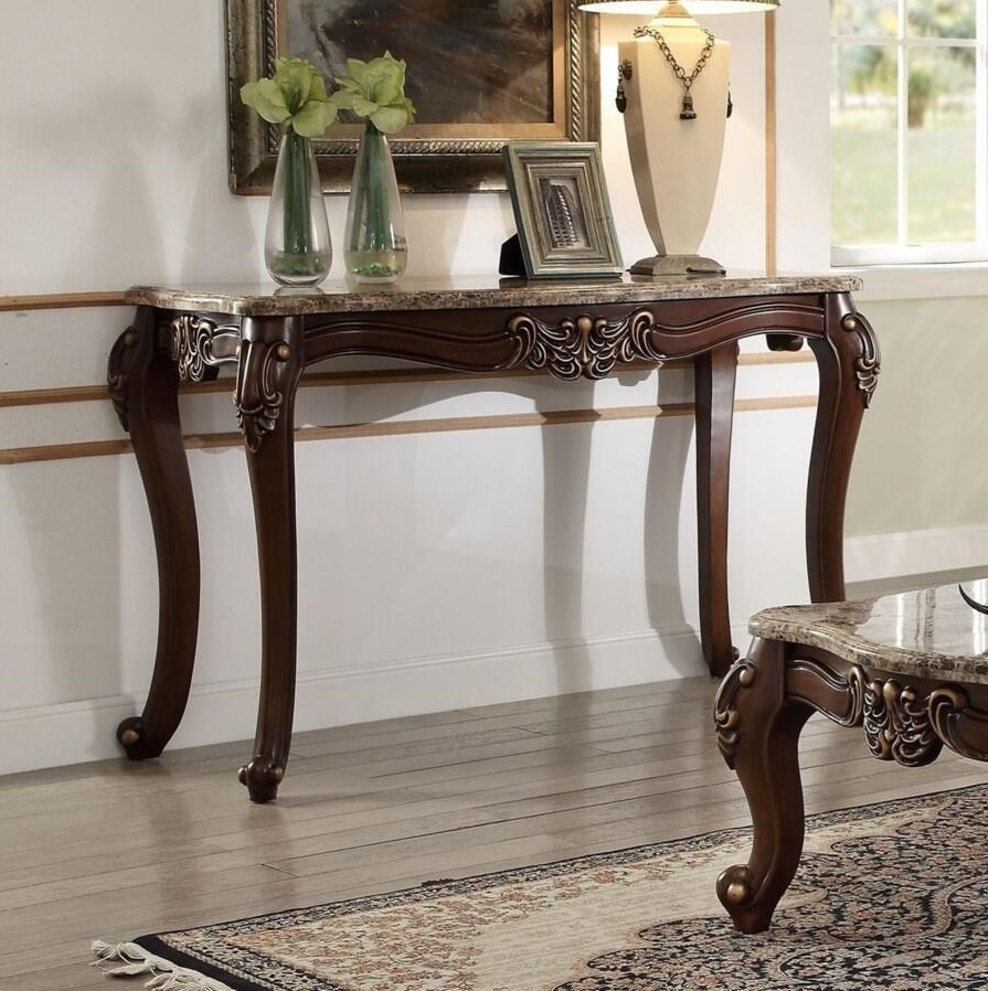 Mehadi Marble/Wood Console Table