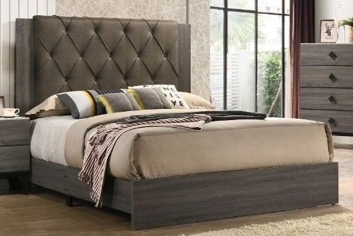Avantika Fabric/Wood Panel Bed, Queen Size