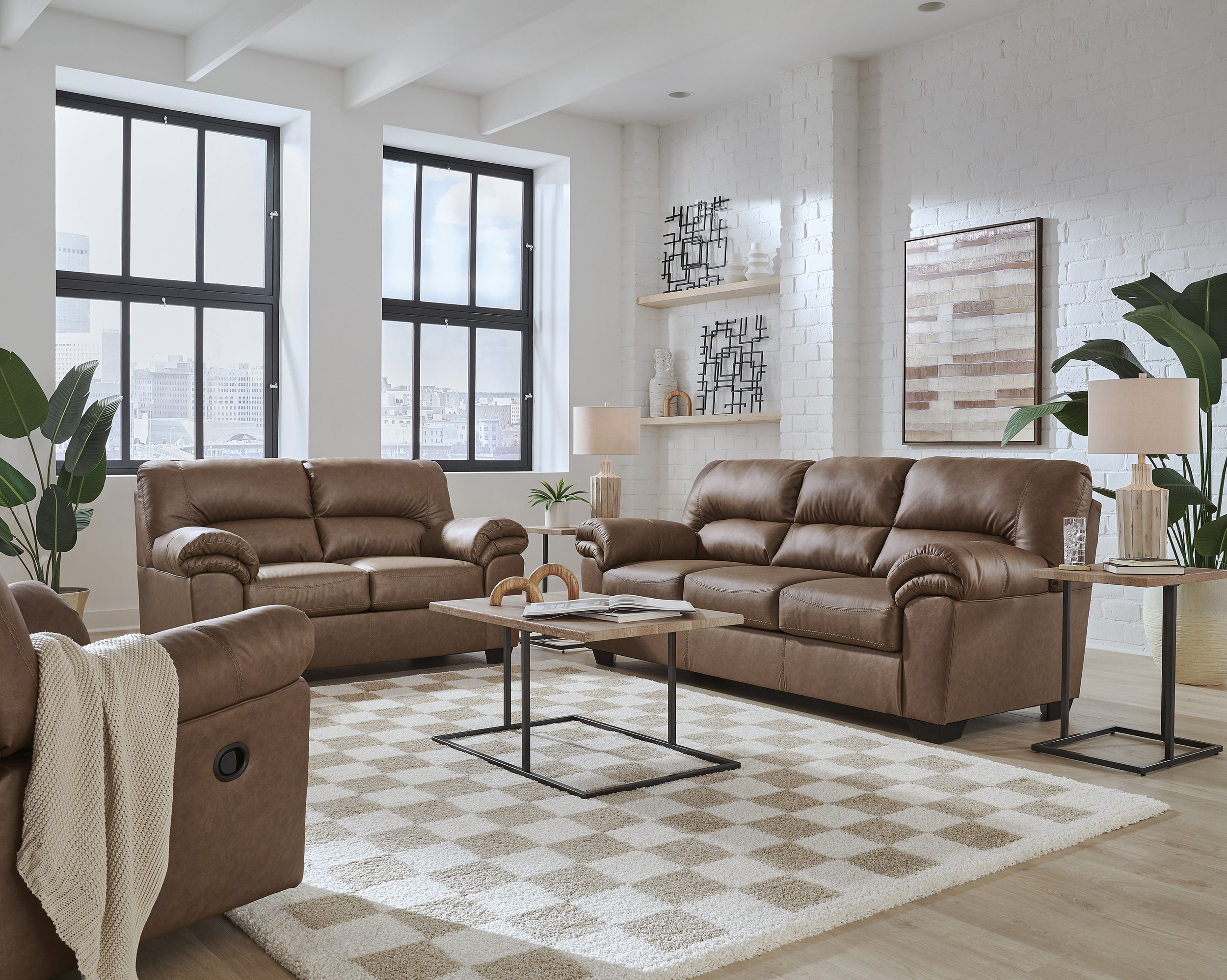 WillowBend Faux Leather Living Room Set