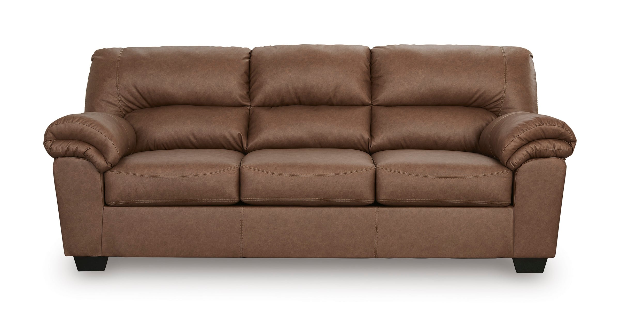 WillowBend Modern Sofa | Faux Leather with Jumbo Stitching