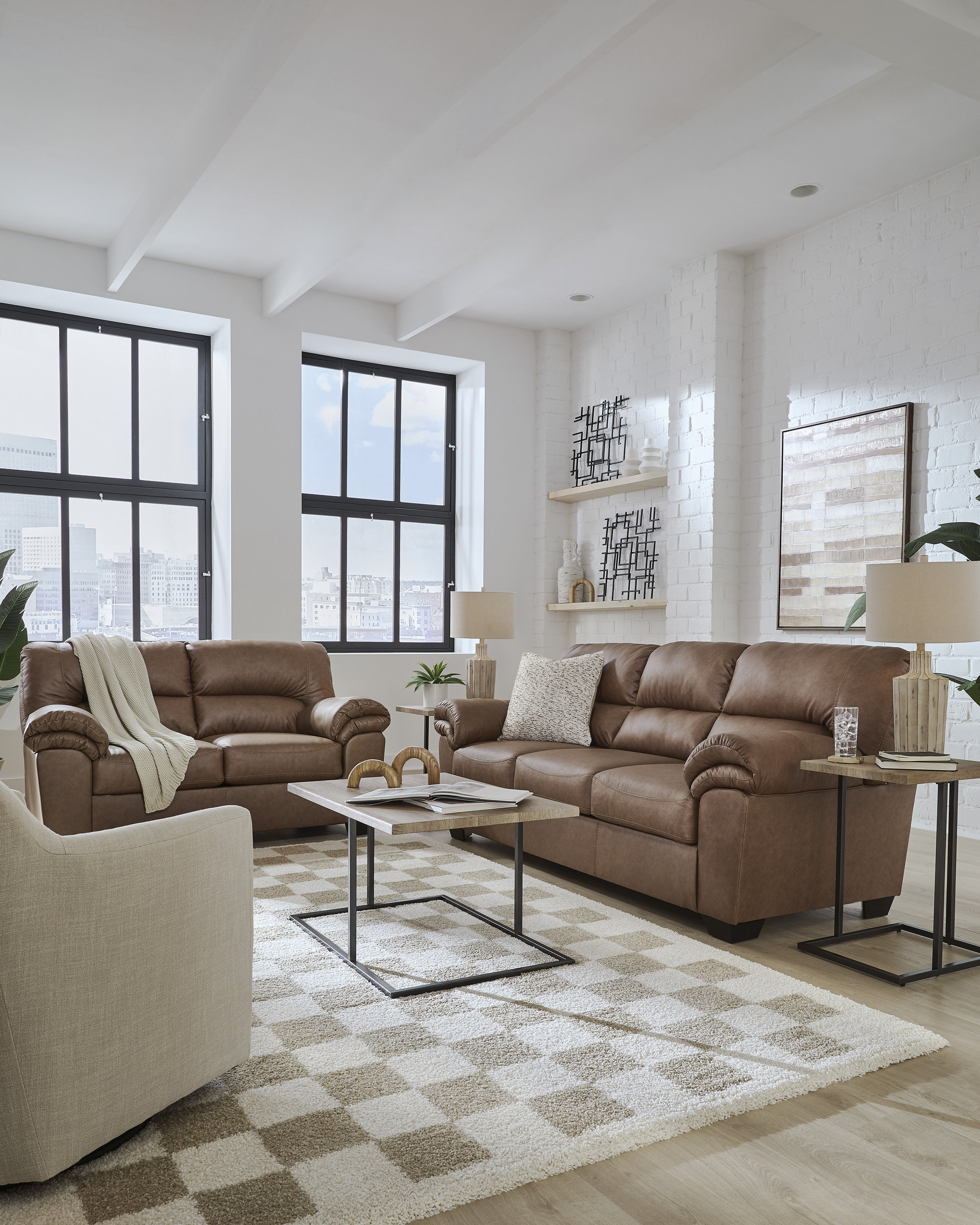 WillowBend Faux Leather Living Room Set