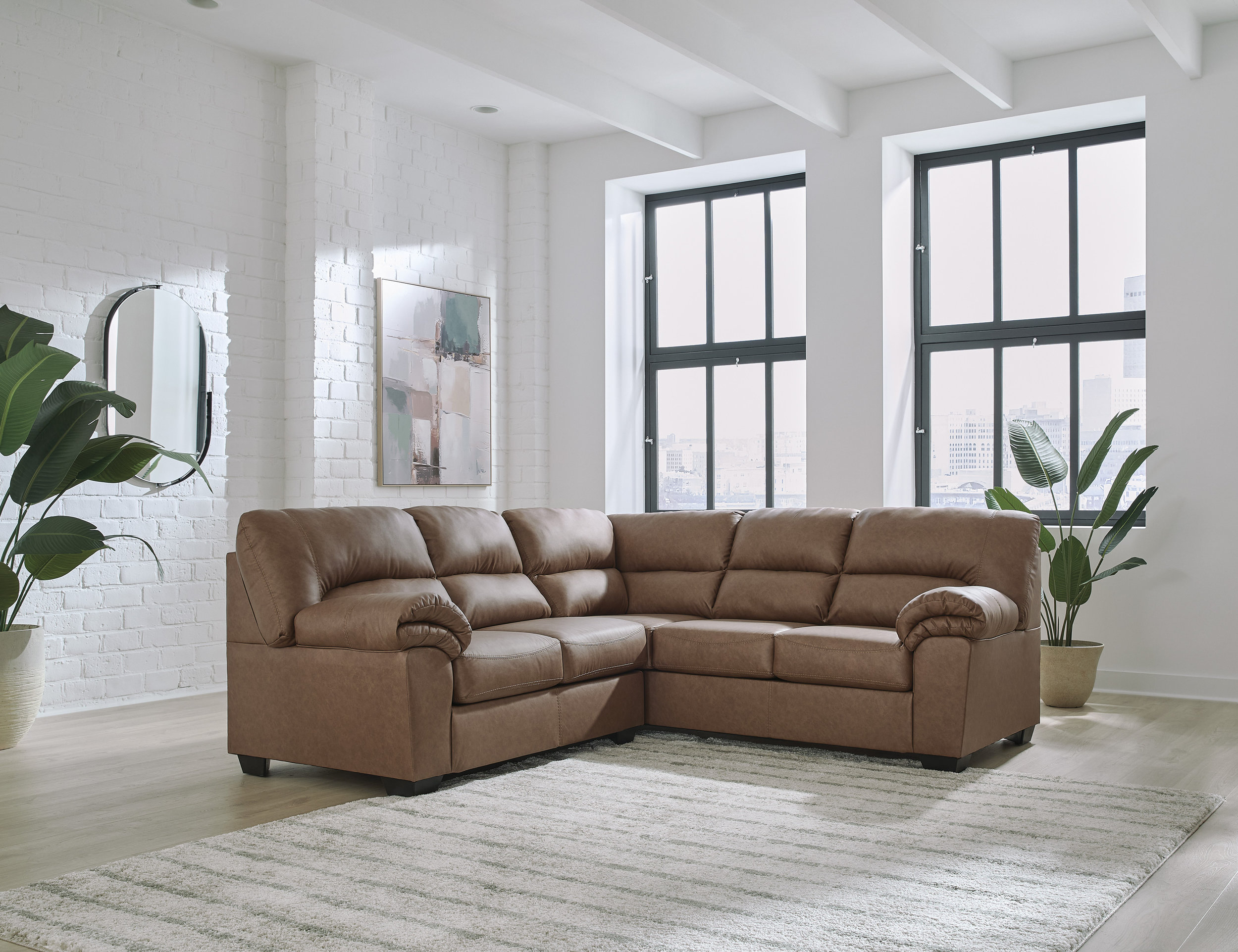 WillowBend L-Shaped Faux Leather 2-Piece Sectional with LAF Loveseat