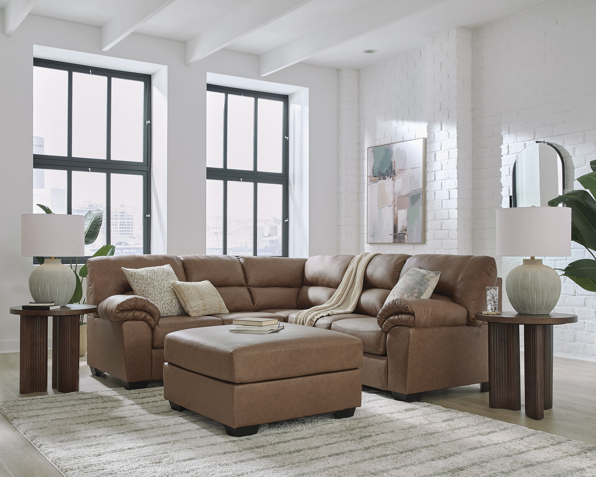 WillowBend L-Shaped Faux Leather 2-Piece Sectional with RAF Loveseat