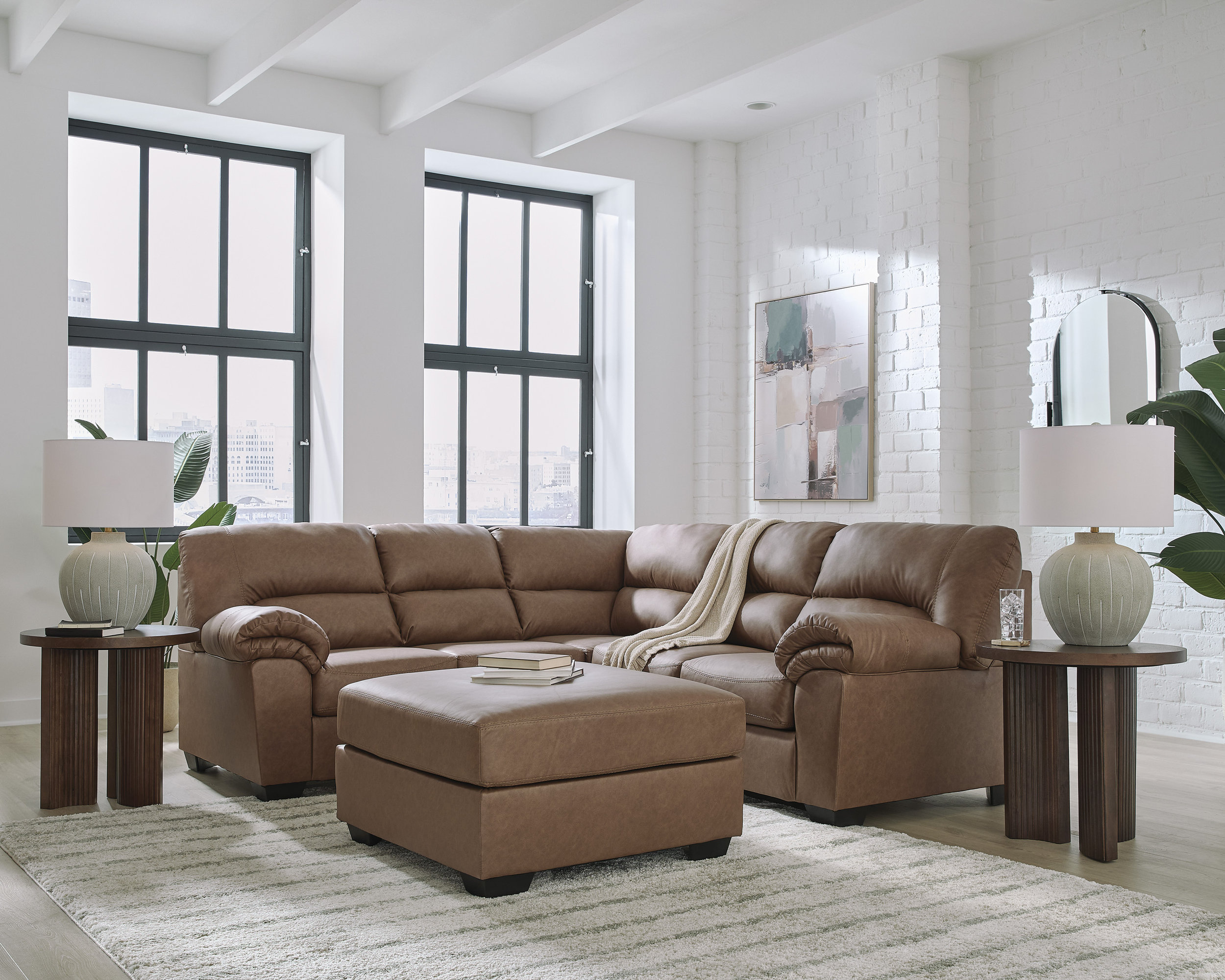 WillowBend L-Shaped Faux Leather 2-Piece Sectional with LAF Loveseat
