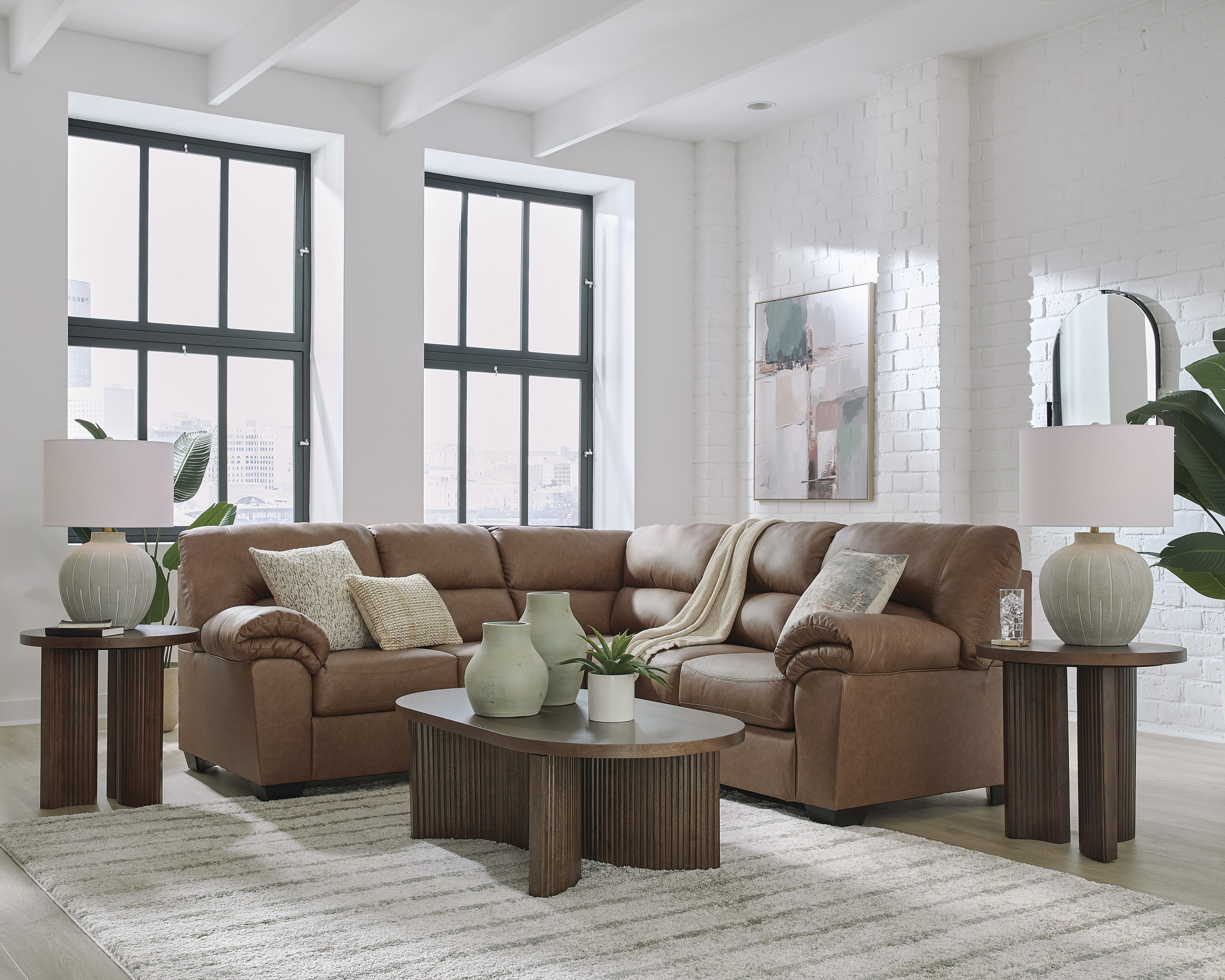 WillowBend L-Shaped Faux Leather 2-Piece Sectional with RAF Loveseat