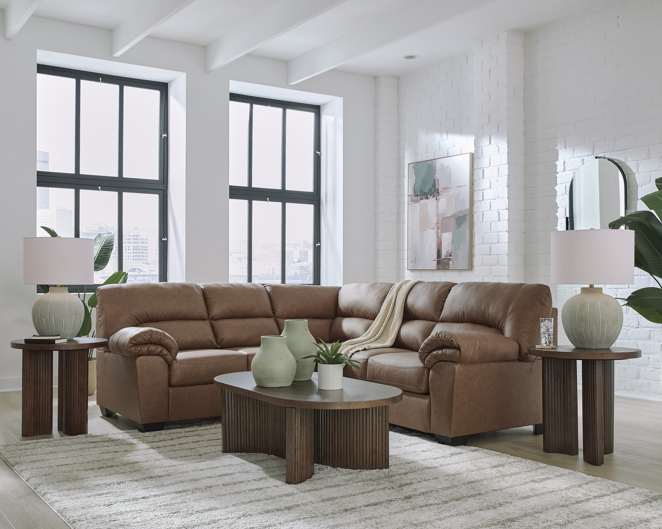 WillowBend L-Shaped Faux Leather 2-Piece Sectional with LAF Loveseat
