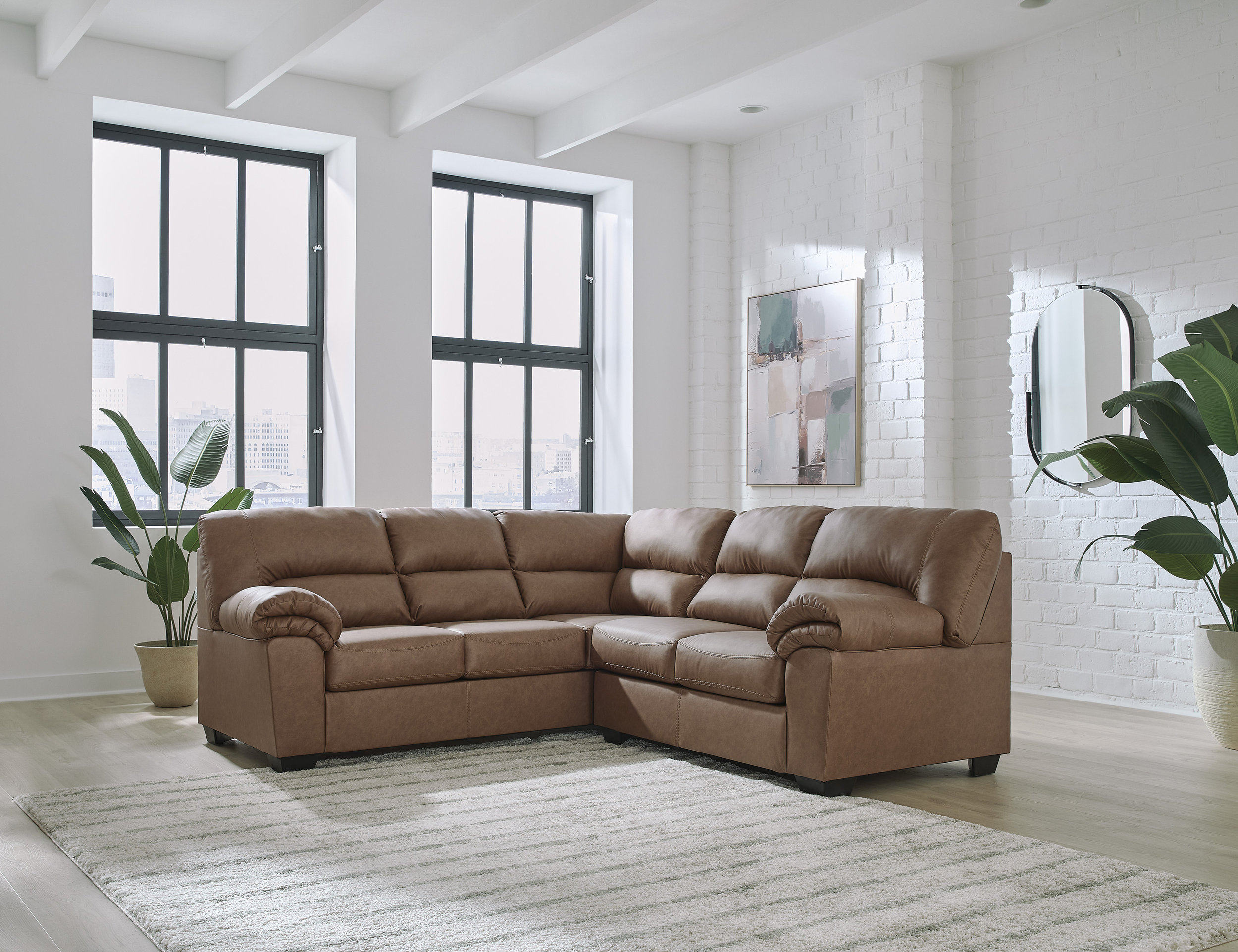 WillowBend L-Shaped Faux Leather 2-Piece Sectional with RAF Loveseat
