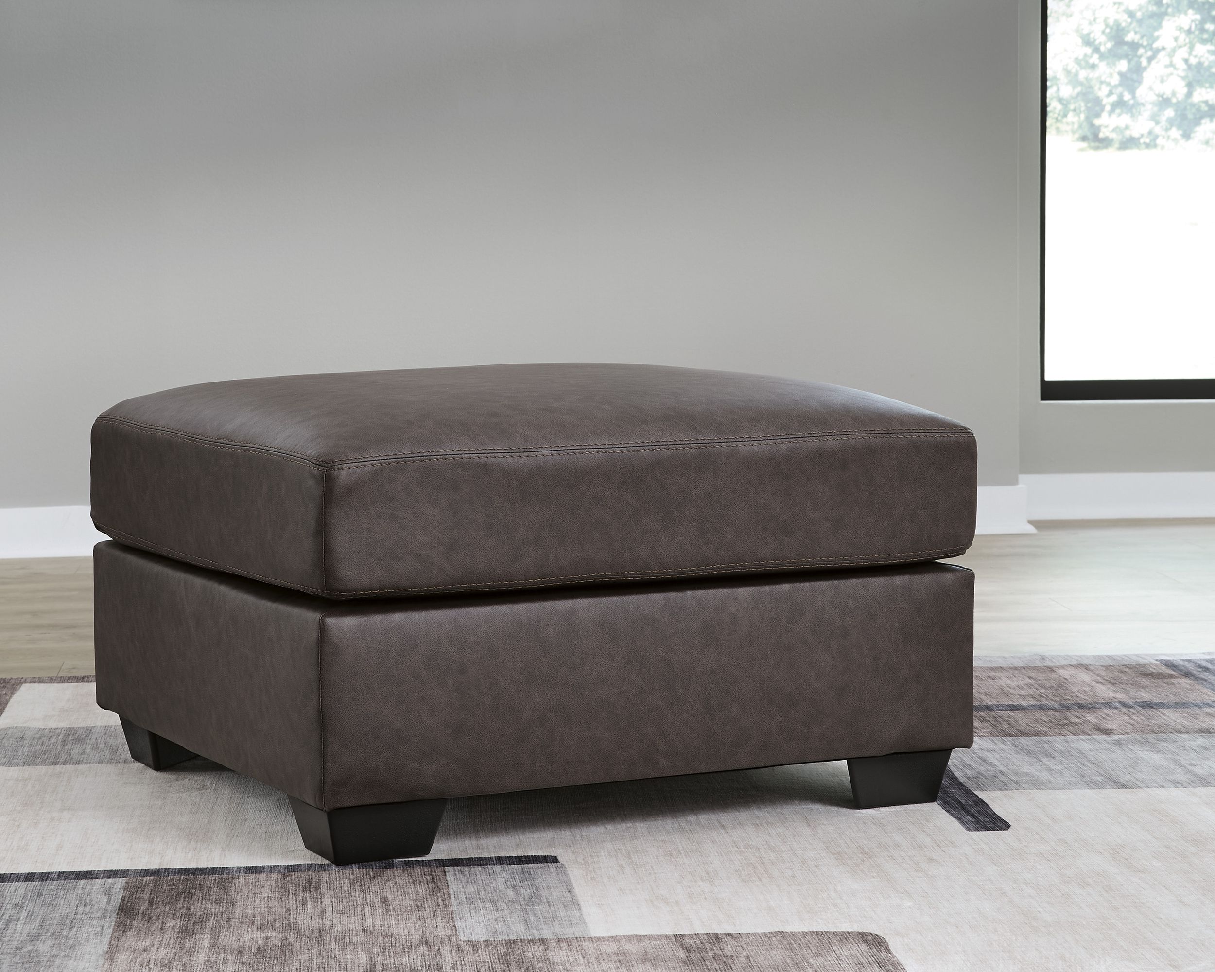 WillowBend Faux Leather Oversized Accent Ottoman